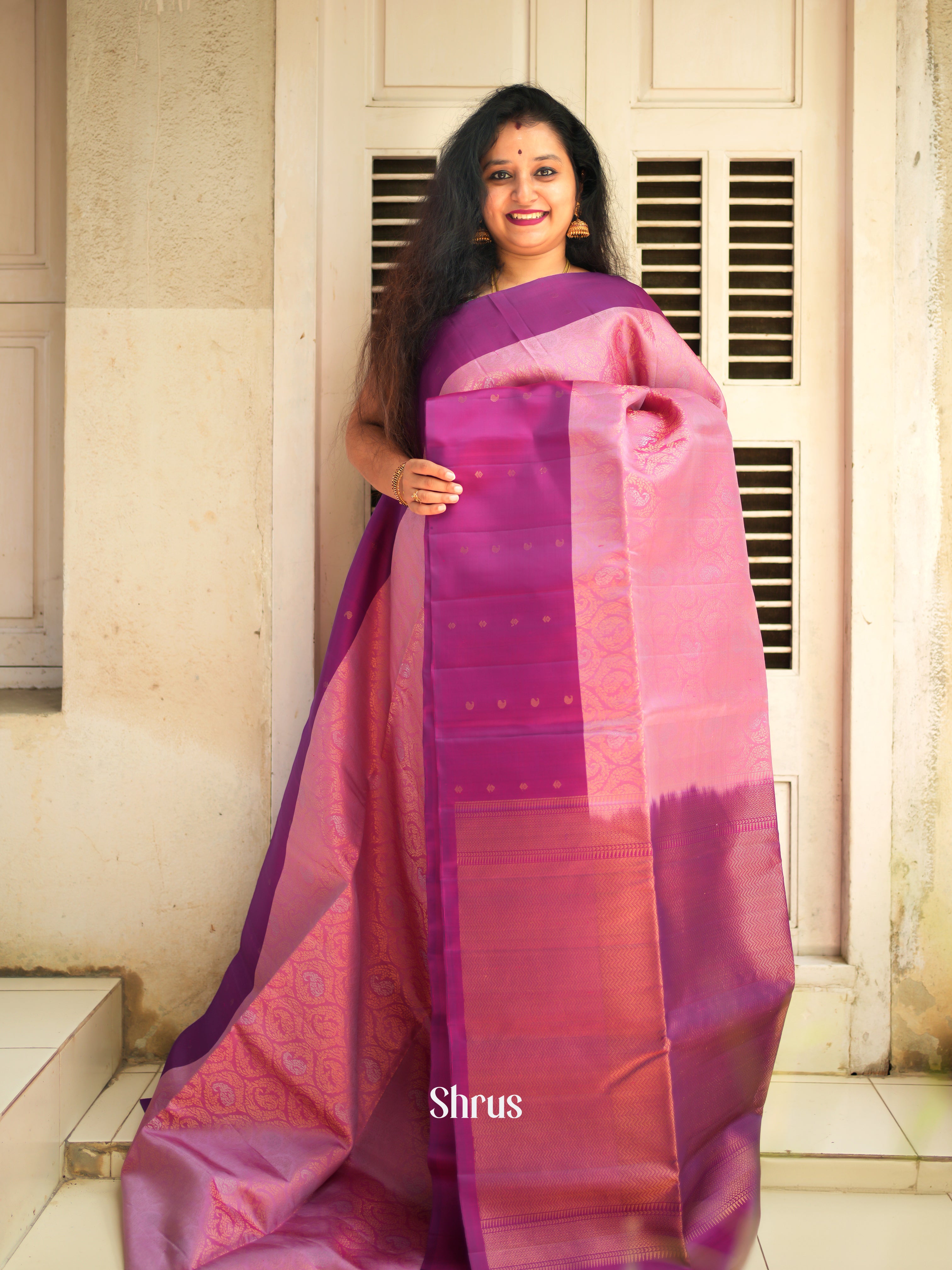 Pink & Majenta - Soft Silk Saree - Shop on ShrusEternity.com