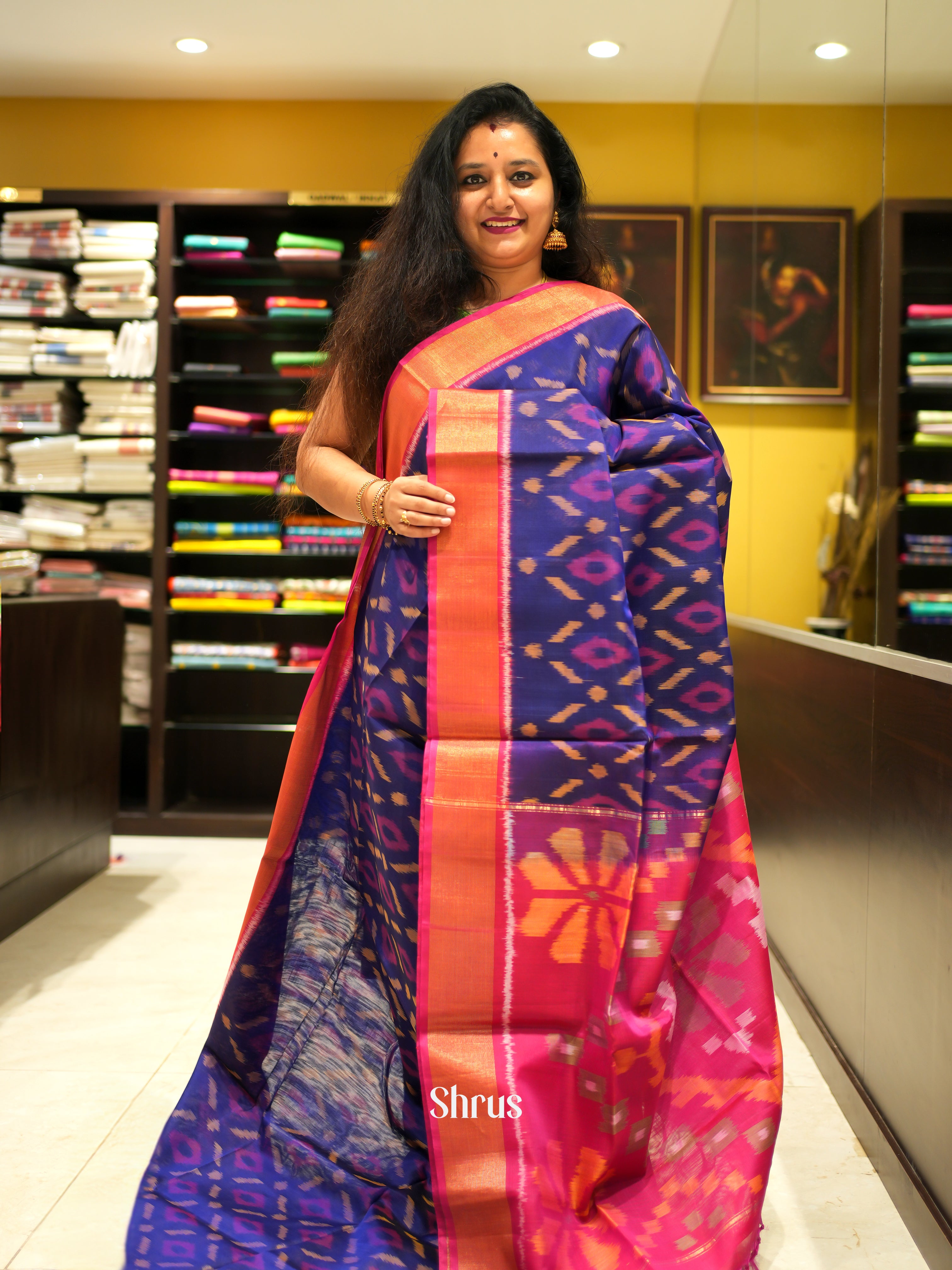 Violet & Pink - Pochampally sico Saree - Shop on ShrusEternity.com