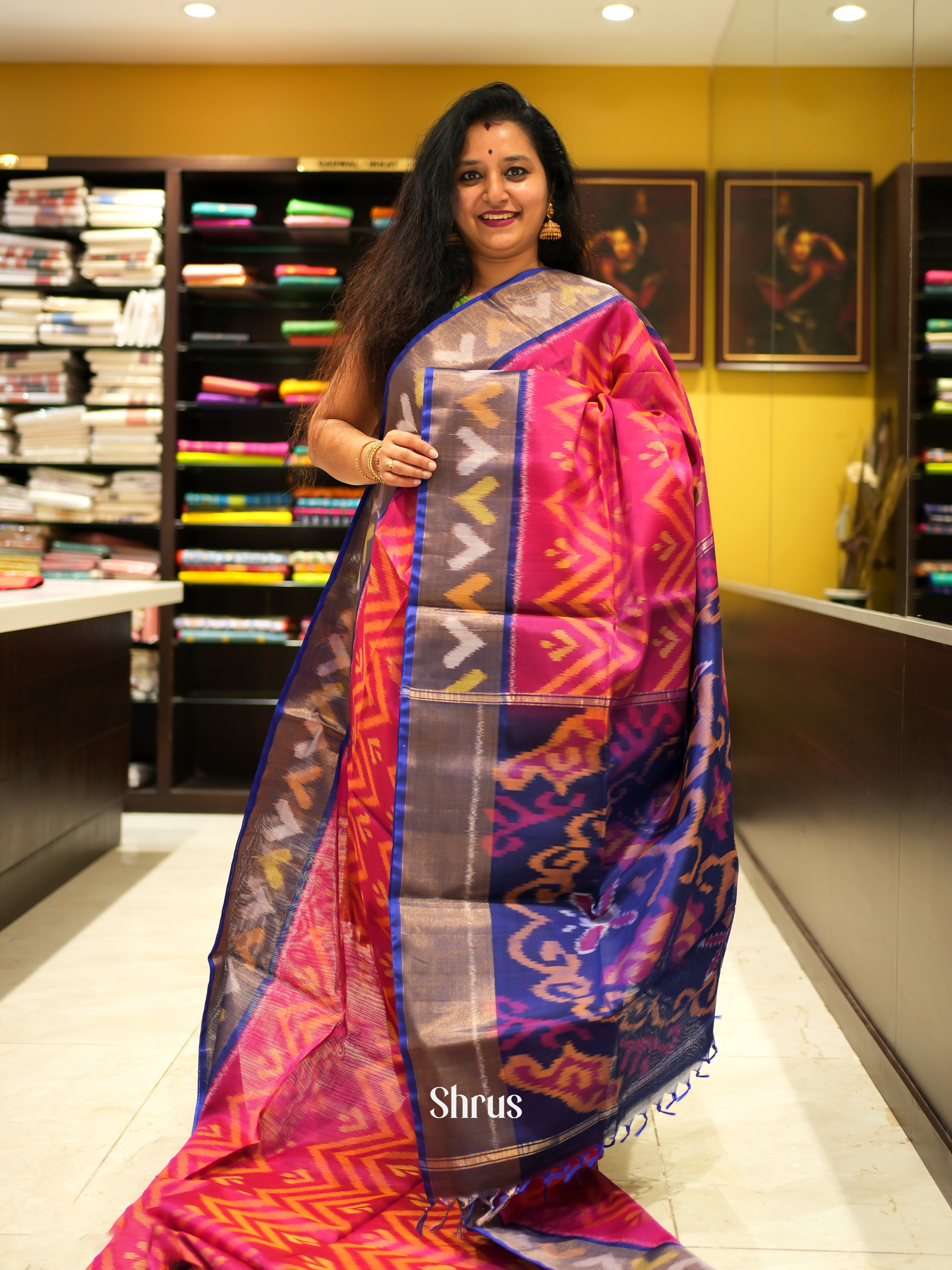 Pink & Violet - Pochampally sico Saree - Shop on ShrusEternity.com