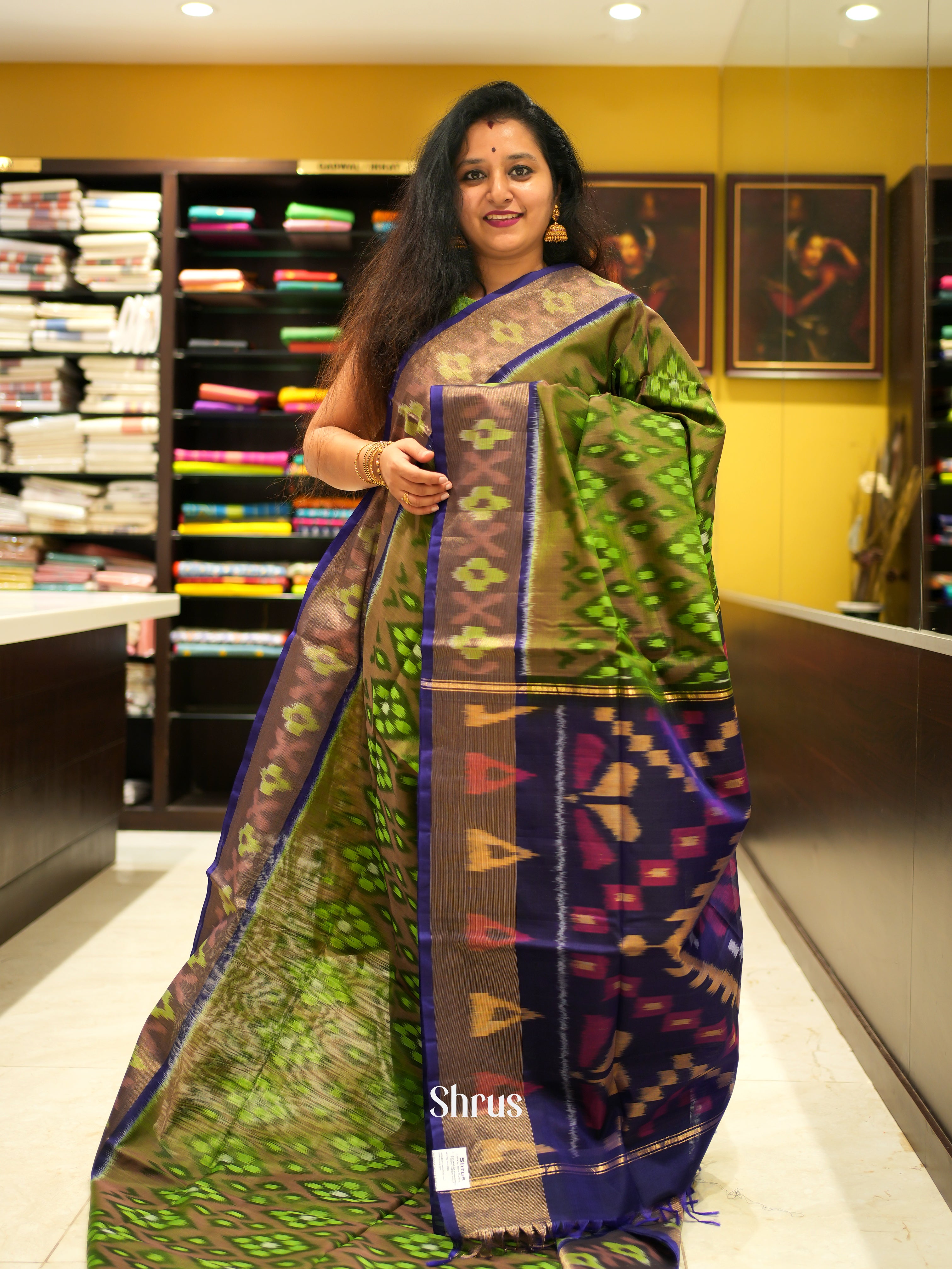 Green & Violet - Pochampally sico Saree - Shop on ShrusEternity.com