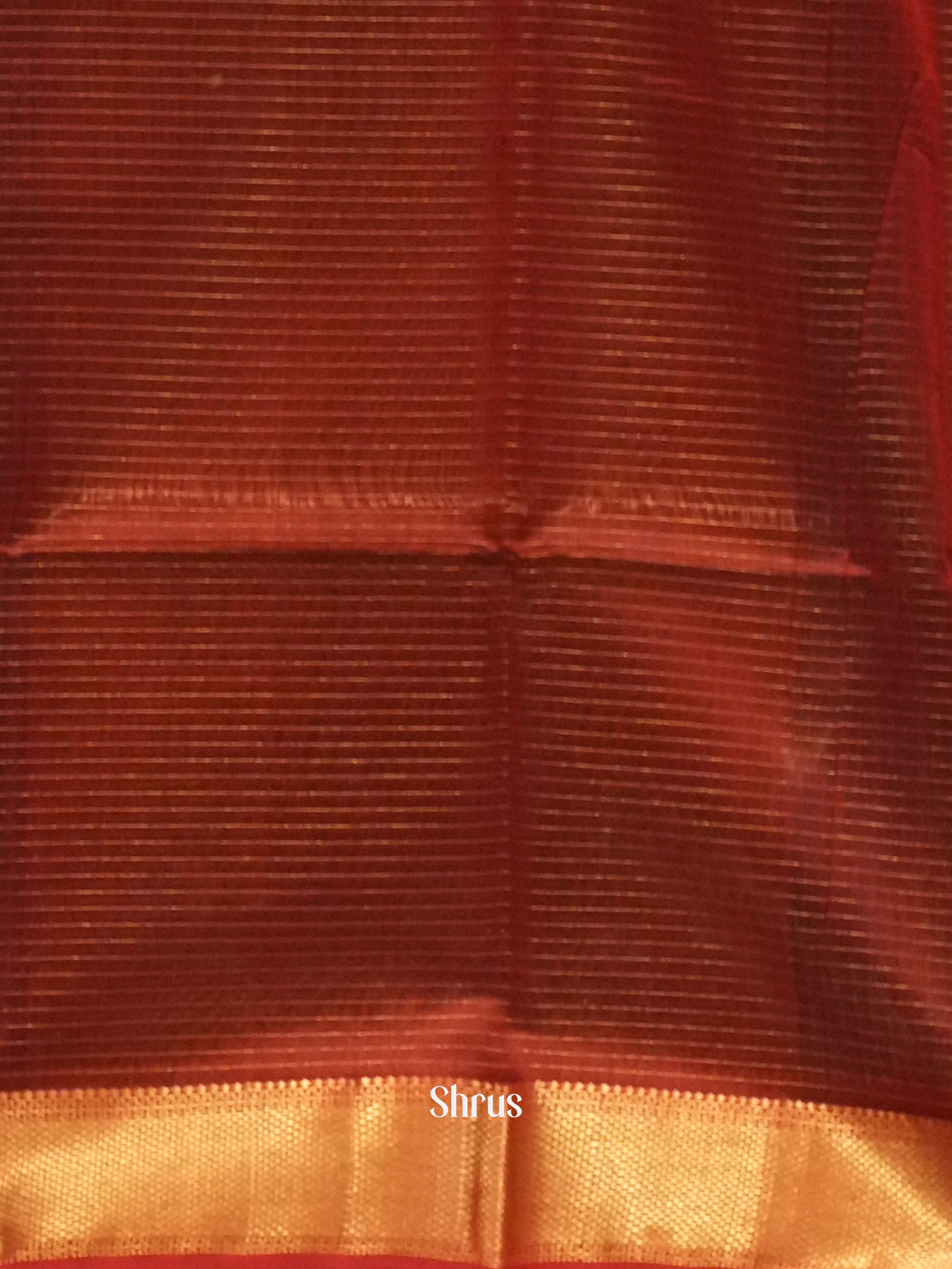 Blue & Maroon - Maheshwari silkcotton Saree - Shop on ShrusEternity.com