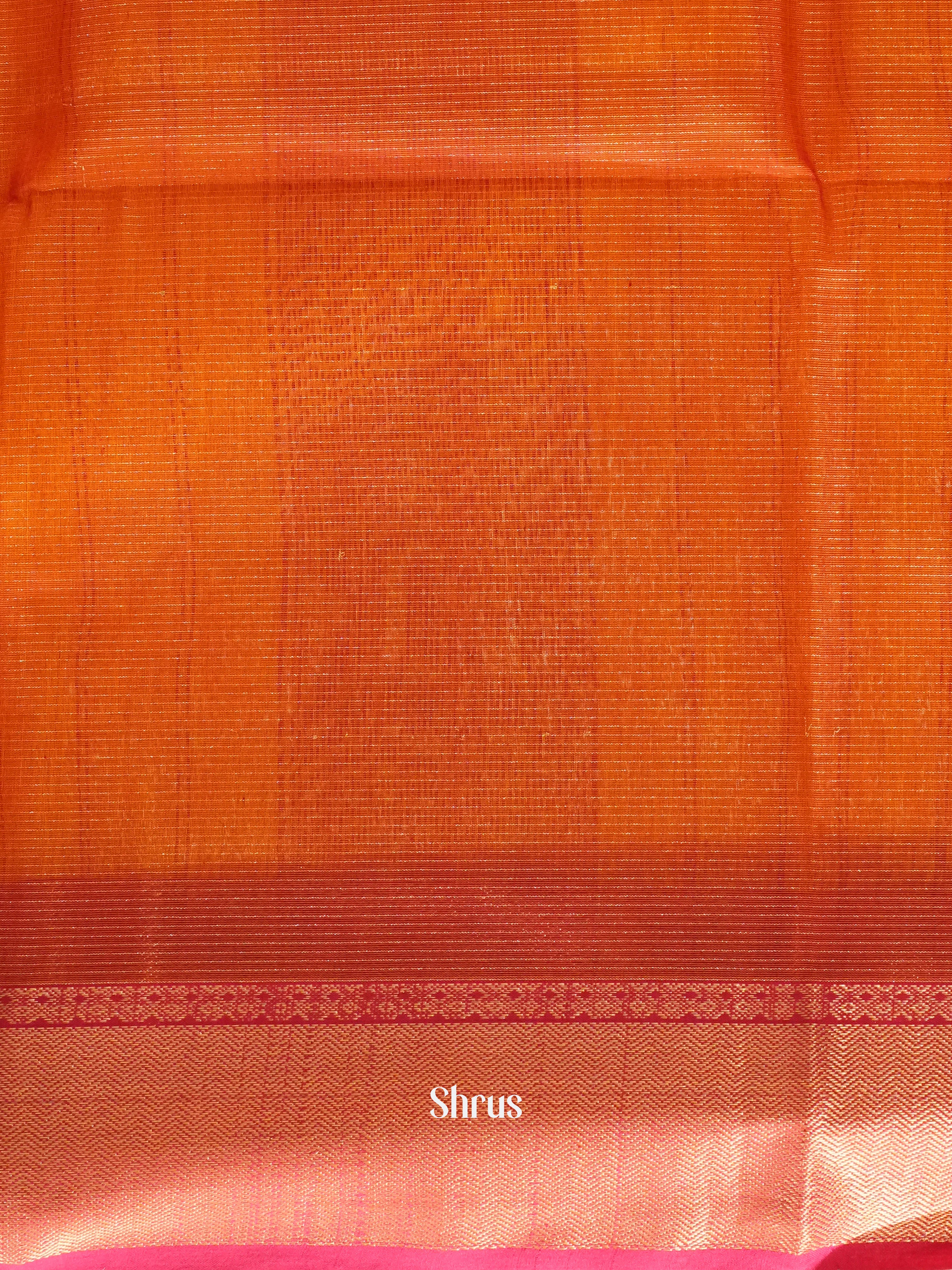 Mustard & Red - Maheshwari silkcotton Saree - Shop on ShrusEternity.com