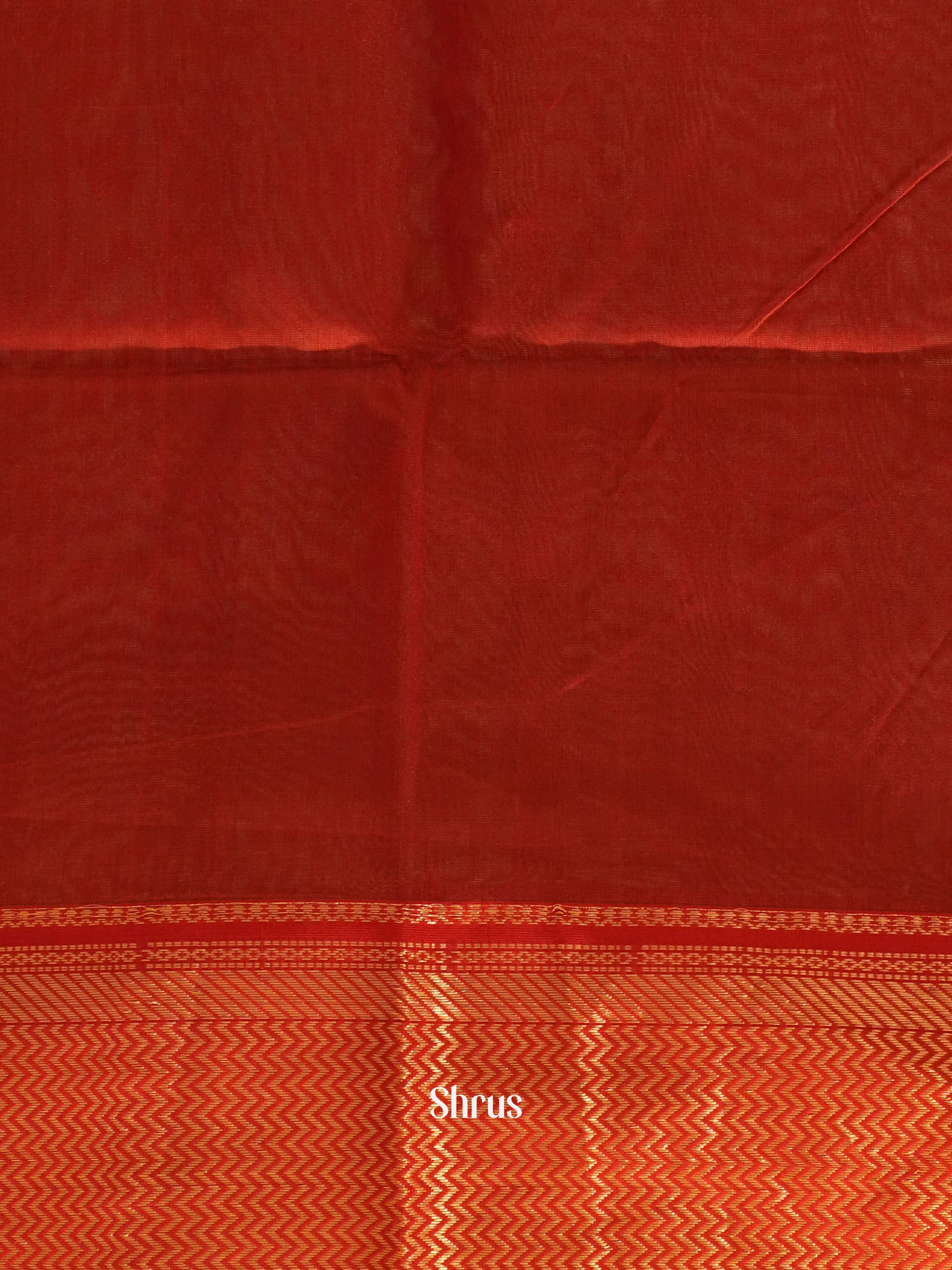 Grey & Red -Maheshwari silkcotton Saree - Shop on ShrusEternity.com