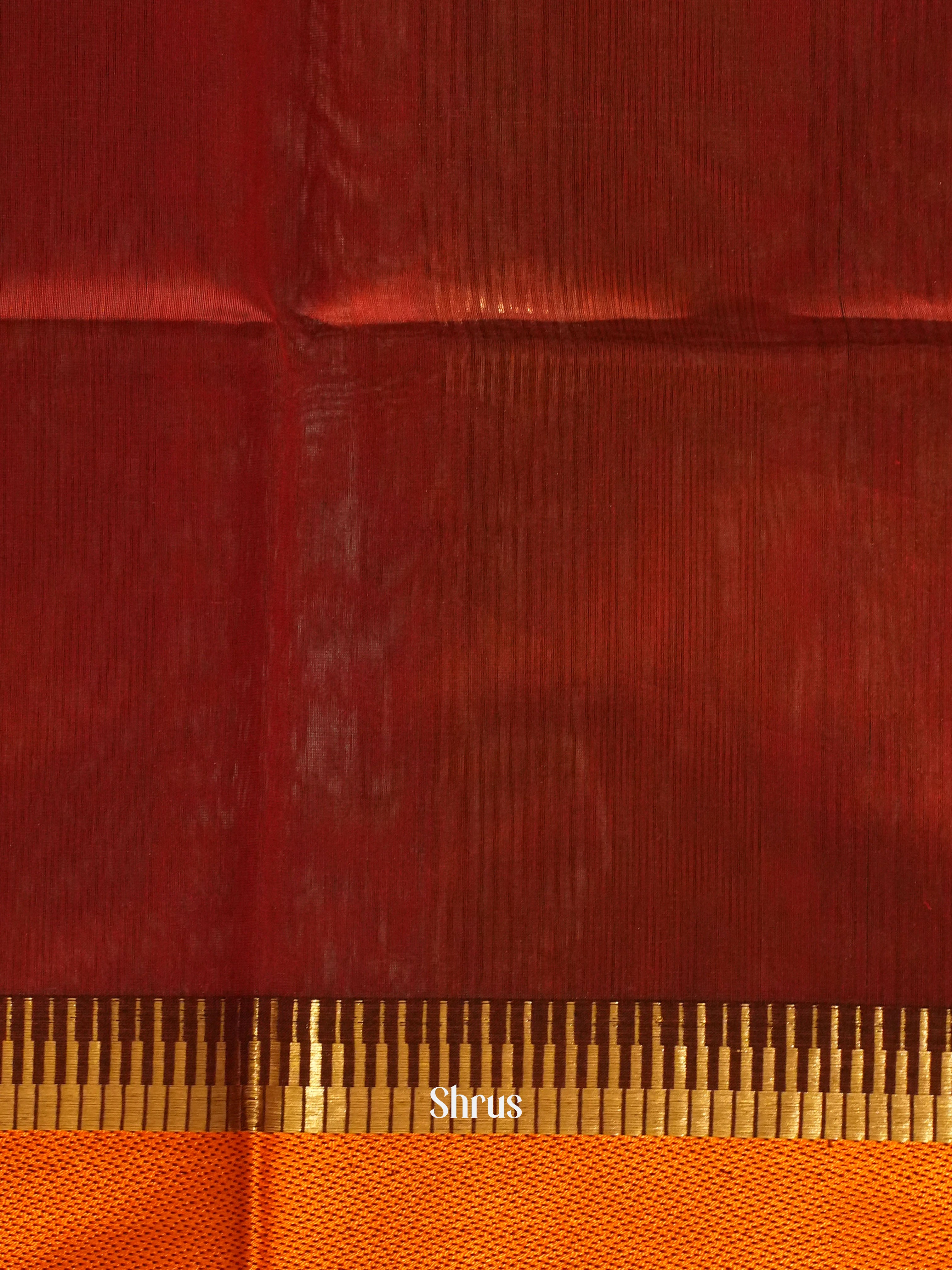 Green & Red - Maheshwari silkcotton Saree - Shop on ShrusEternity.com