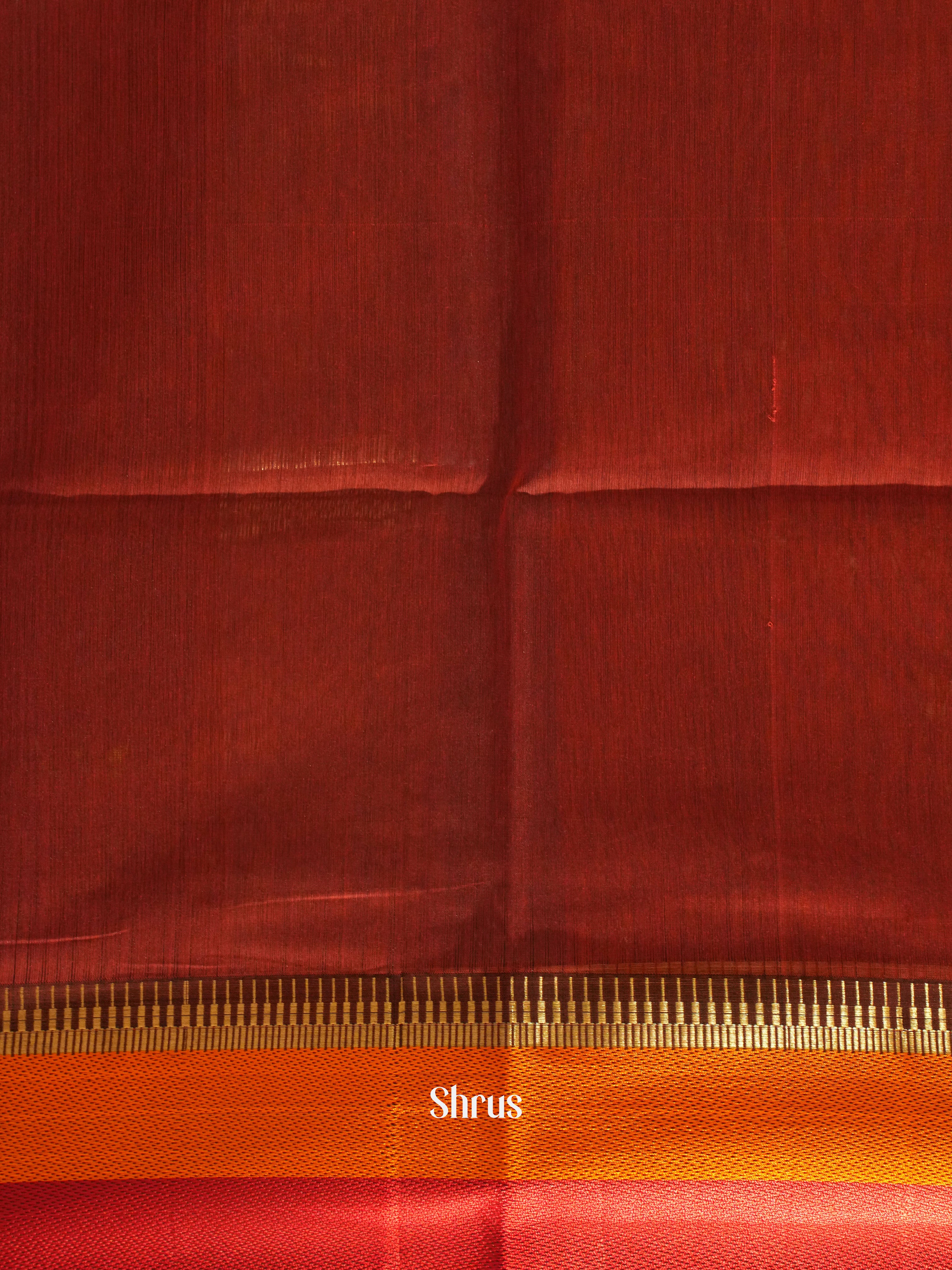 Grey & Red - Maheshwari silkcotton Saree - Shop on ShrusEternity.com