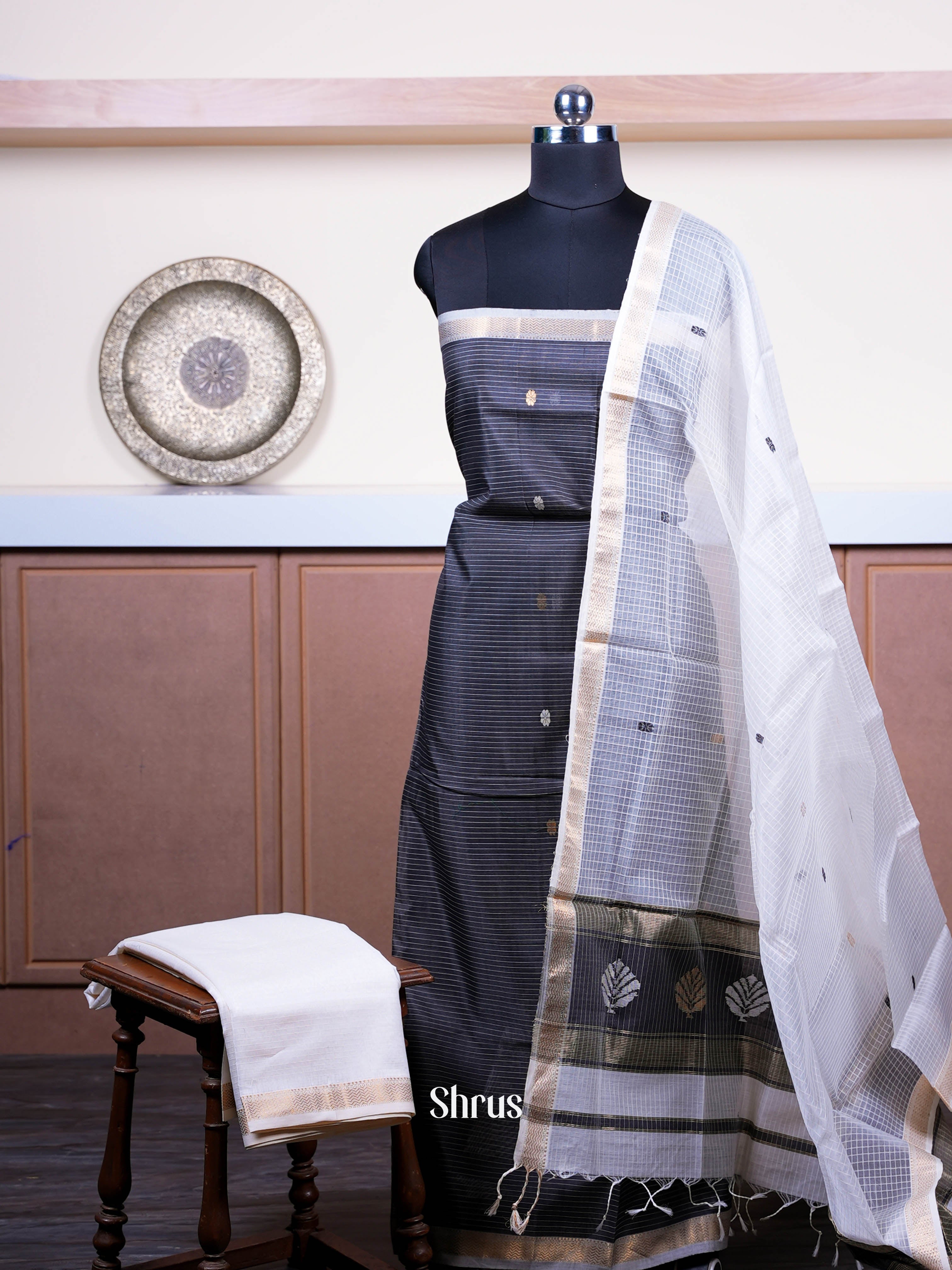Black & White - Maheshwari silkcotton salwar - Shop on ShrusEternity.com