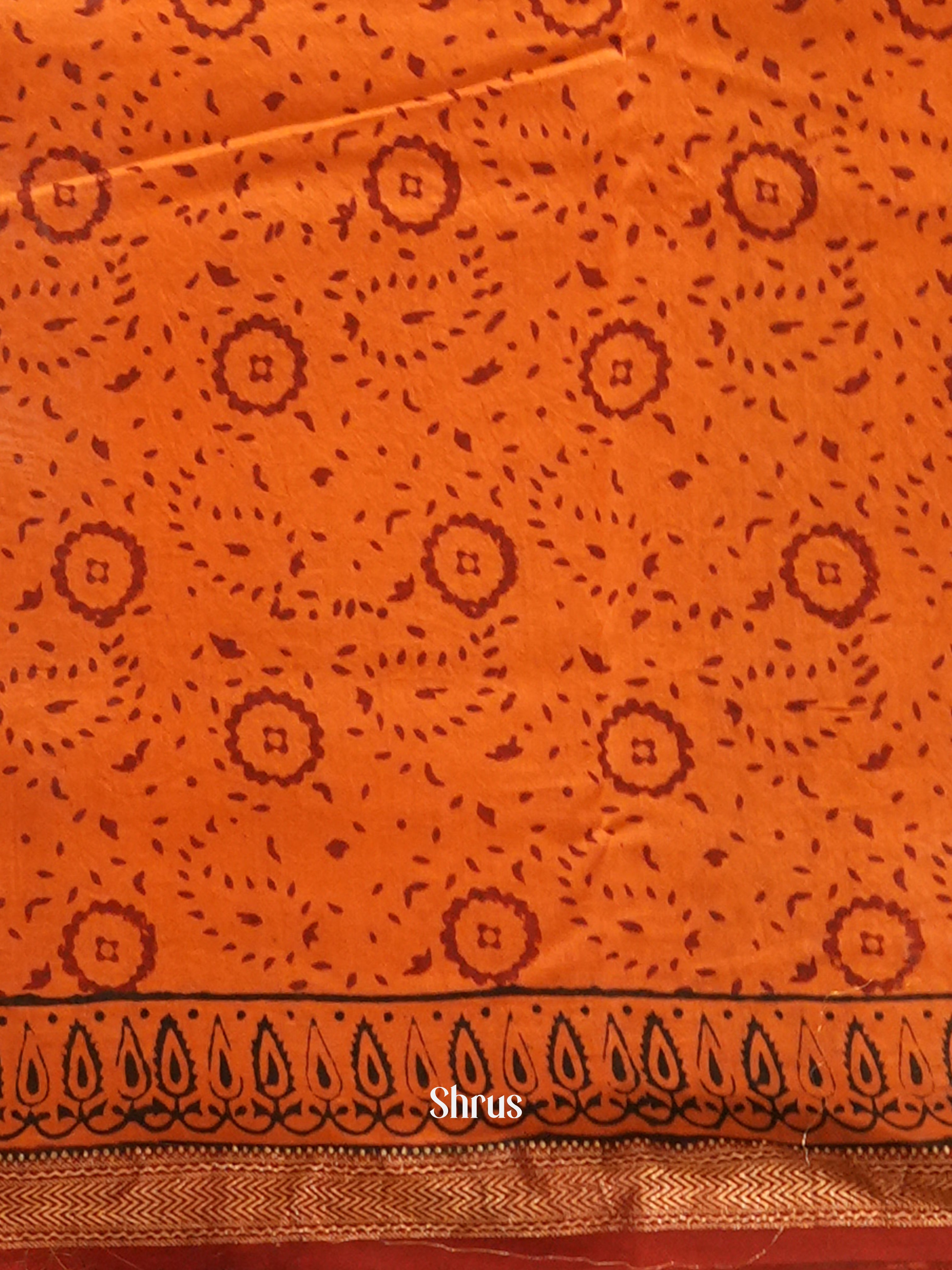 Orange & Brown - Maheswari sico Saree - Shop on ShrusEternity.com