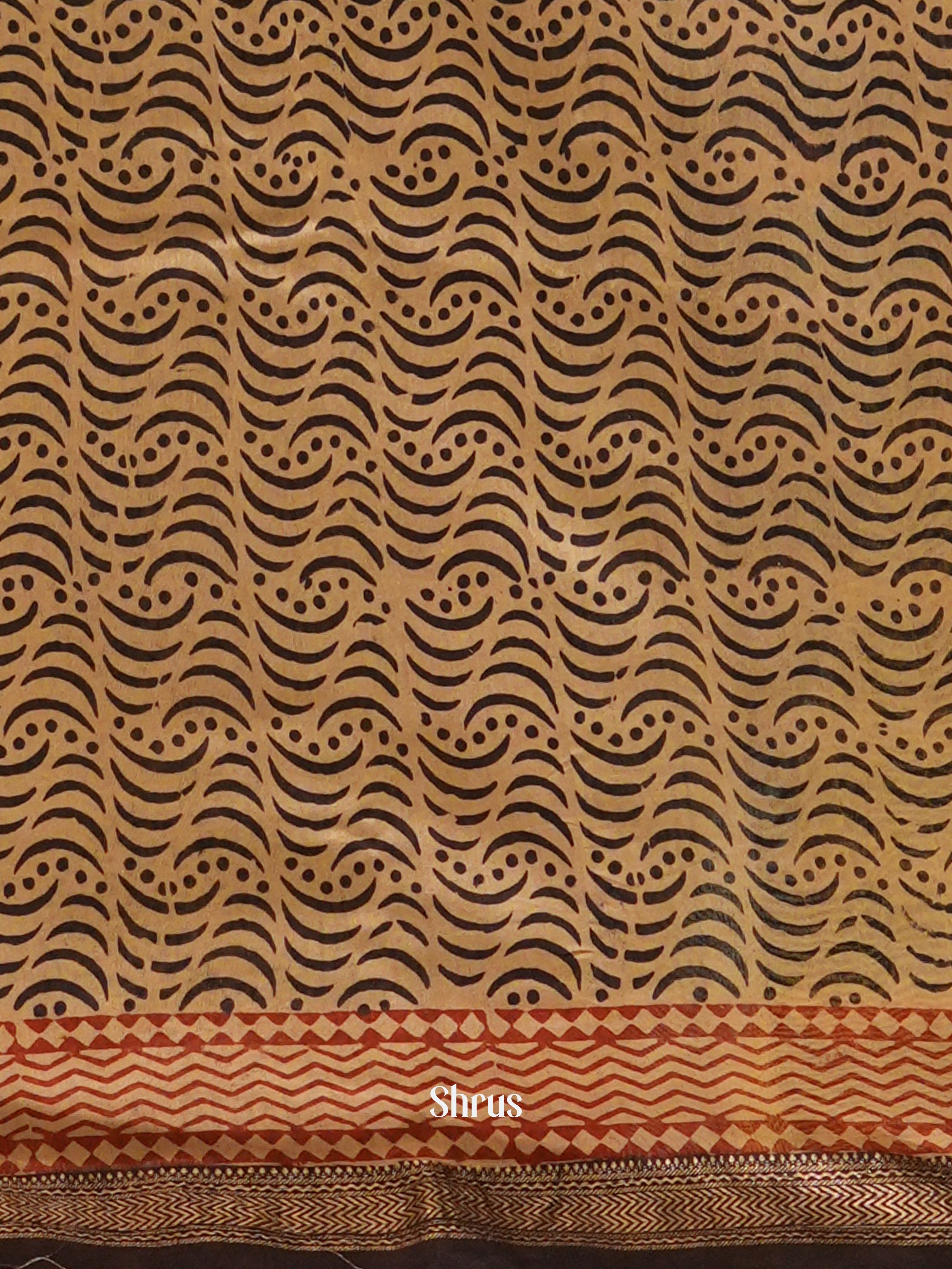 Beige & Black - Maheswari sico Saree - Shop on ShrusEternity.com