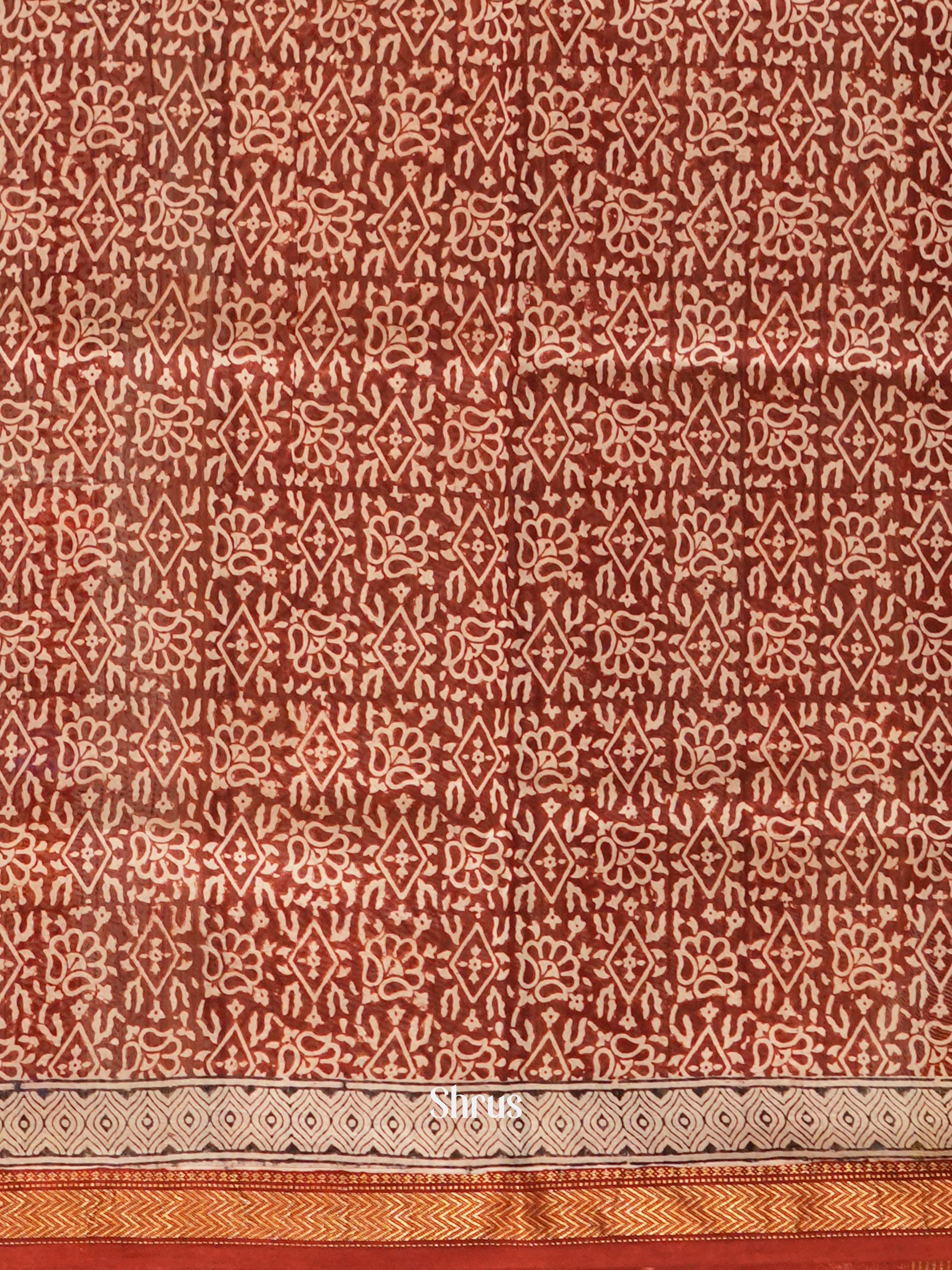 Cream & Maroon - Maheswari sico Saree - Shop on ShrusEternity.com