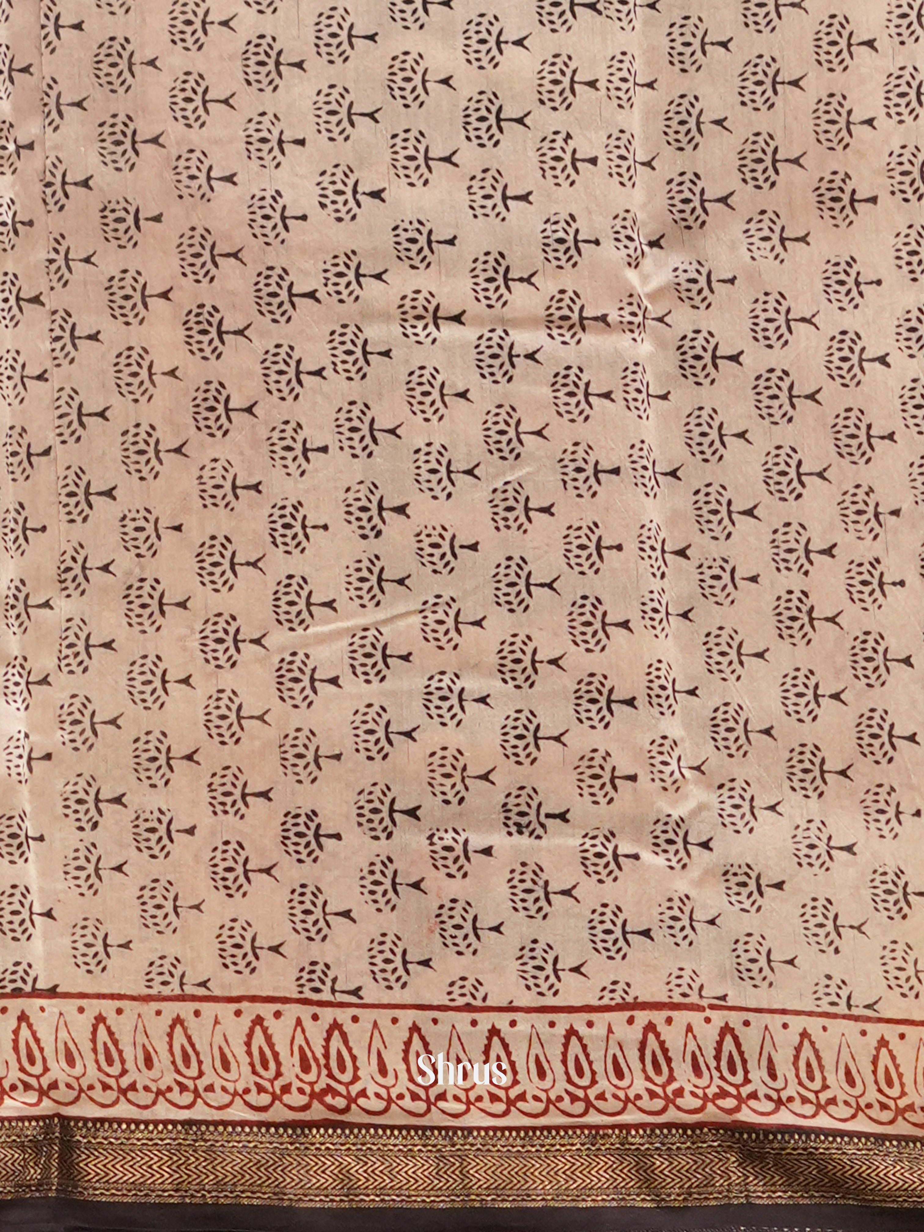 Black & Cream - Maheswari sico Saree - Shop on ShrusEternity.com