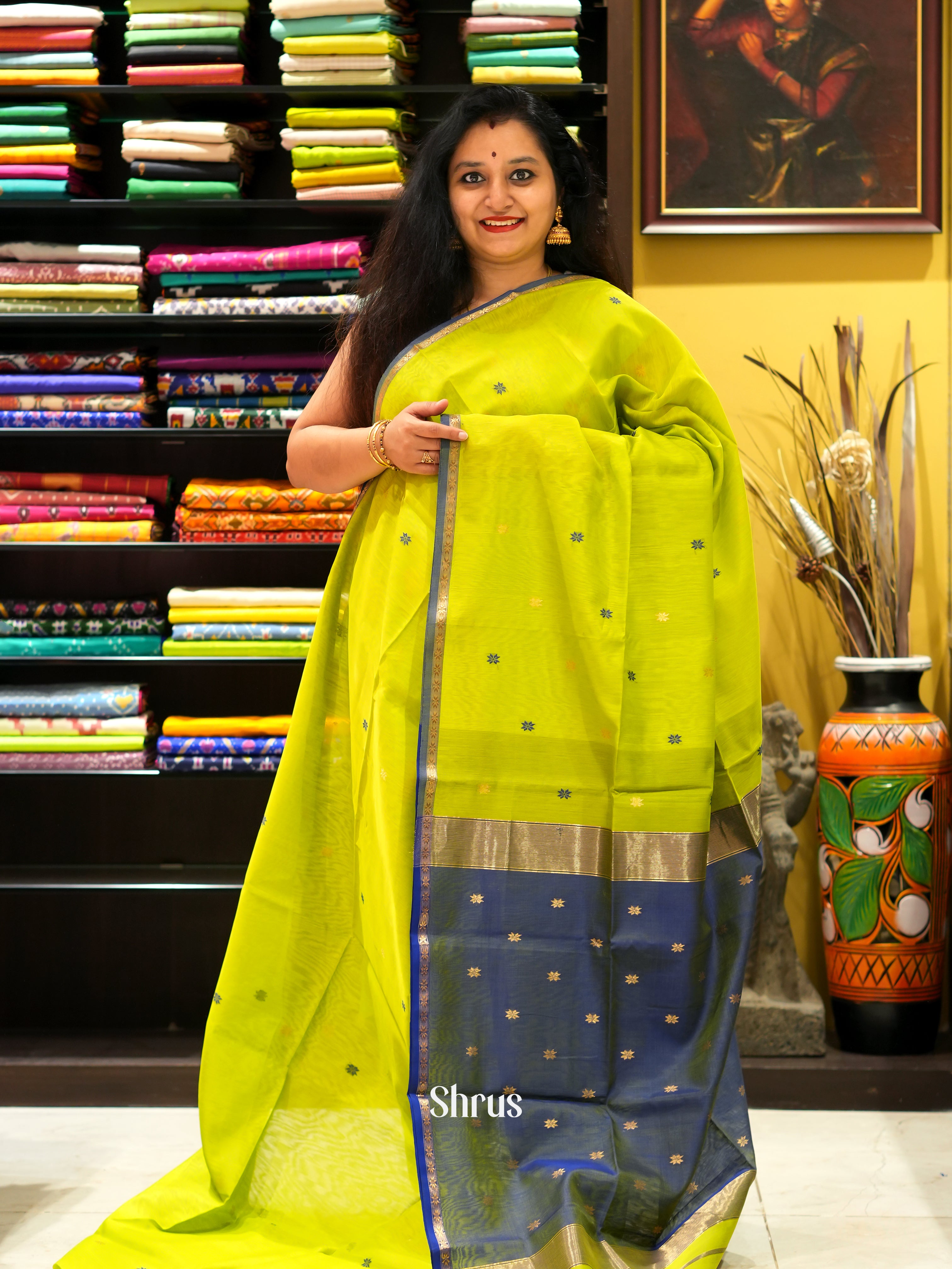 Green & Blue - Maheswari sico Saree - Shop on ShrusEternity.com