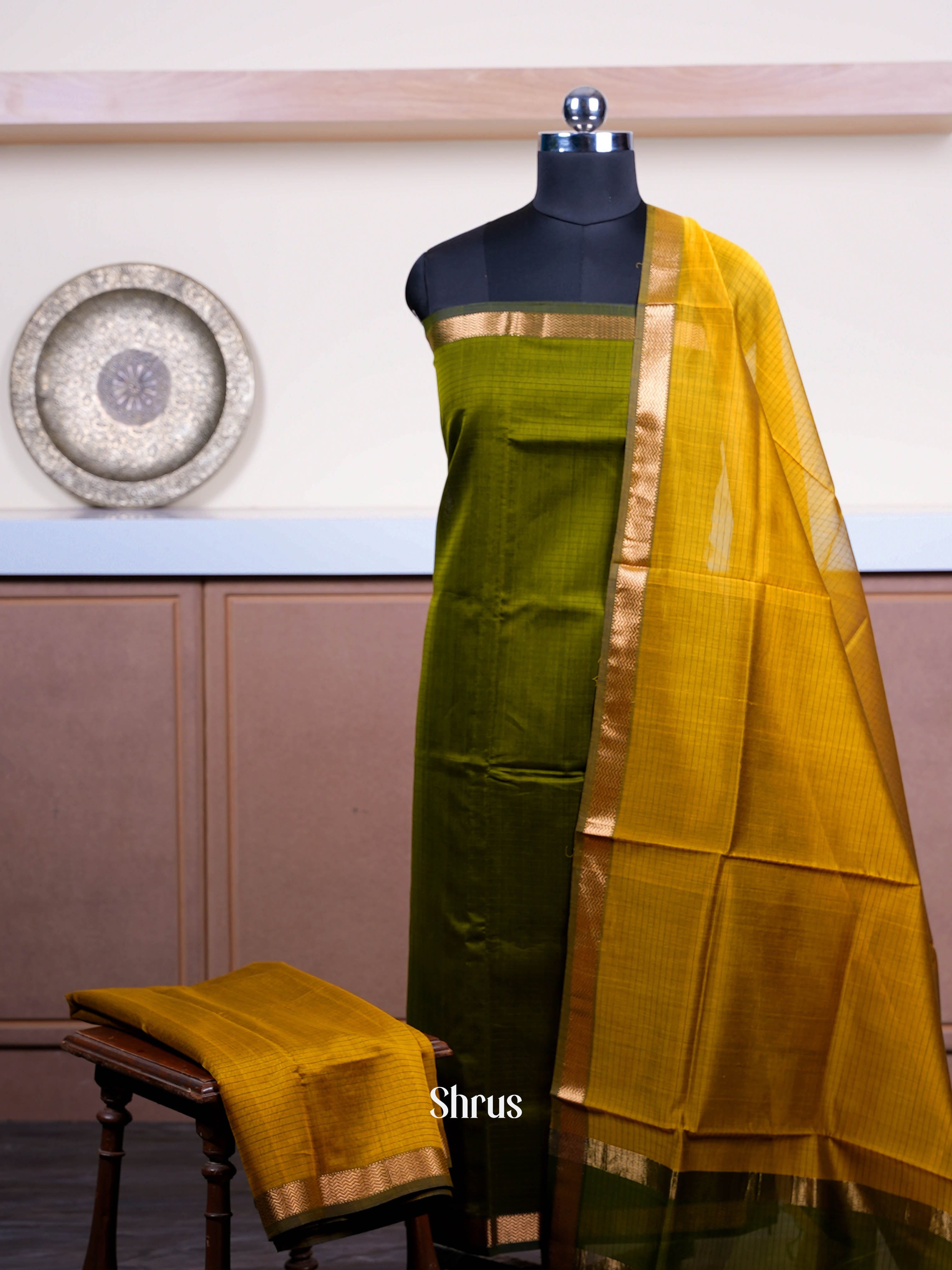 Shades Of Green - Maheshwari silkcotton salwar - Shop on ShrusEternity.com
