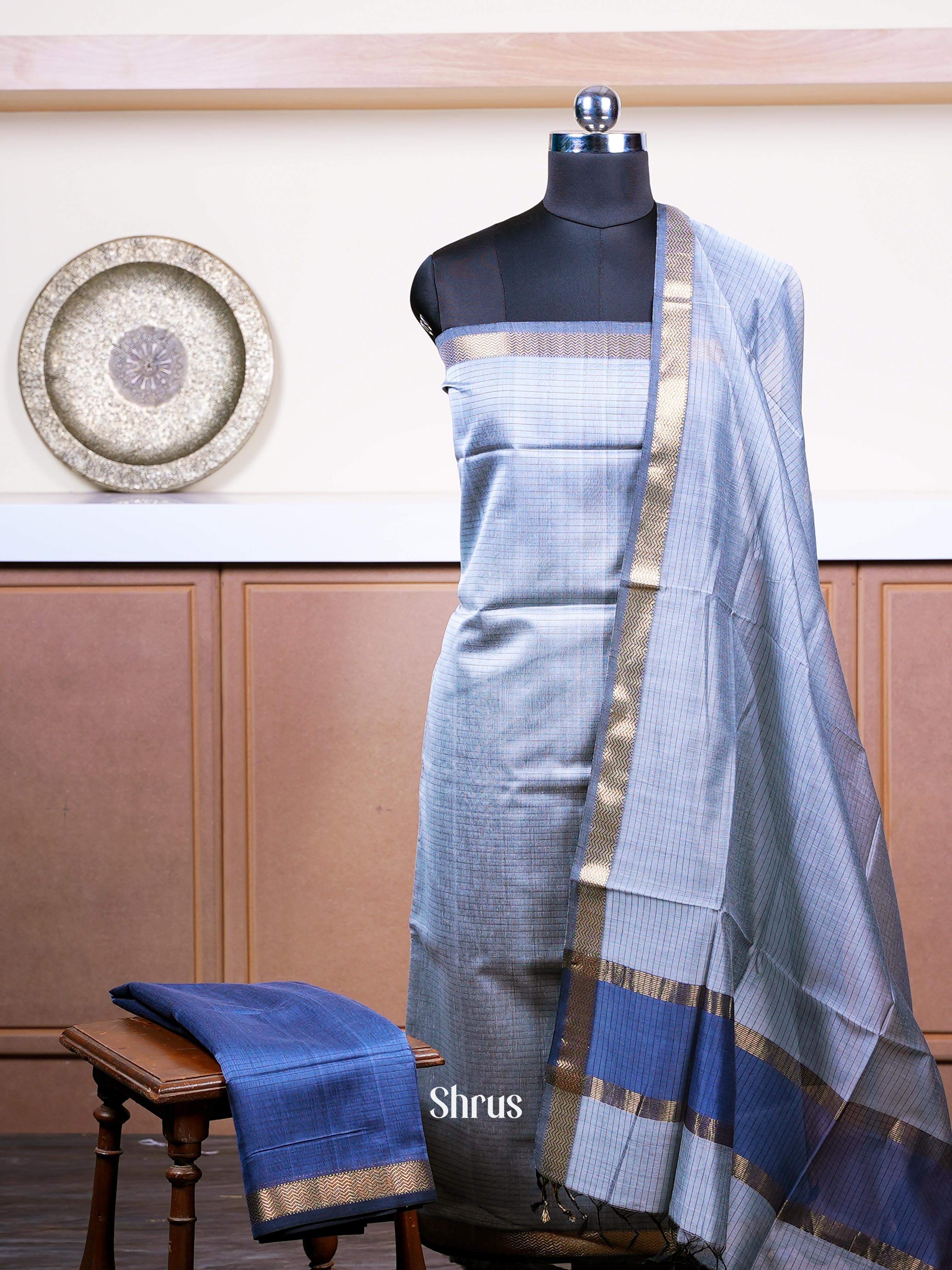 Shades Of Grey - Maheshwari silkcotton salwar - Shop on ShrusEternity.com