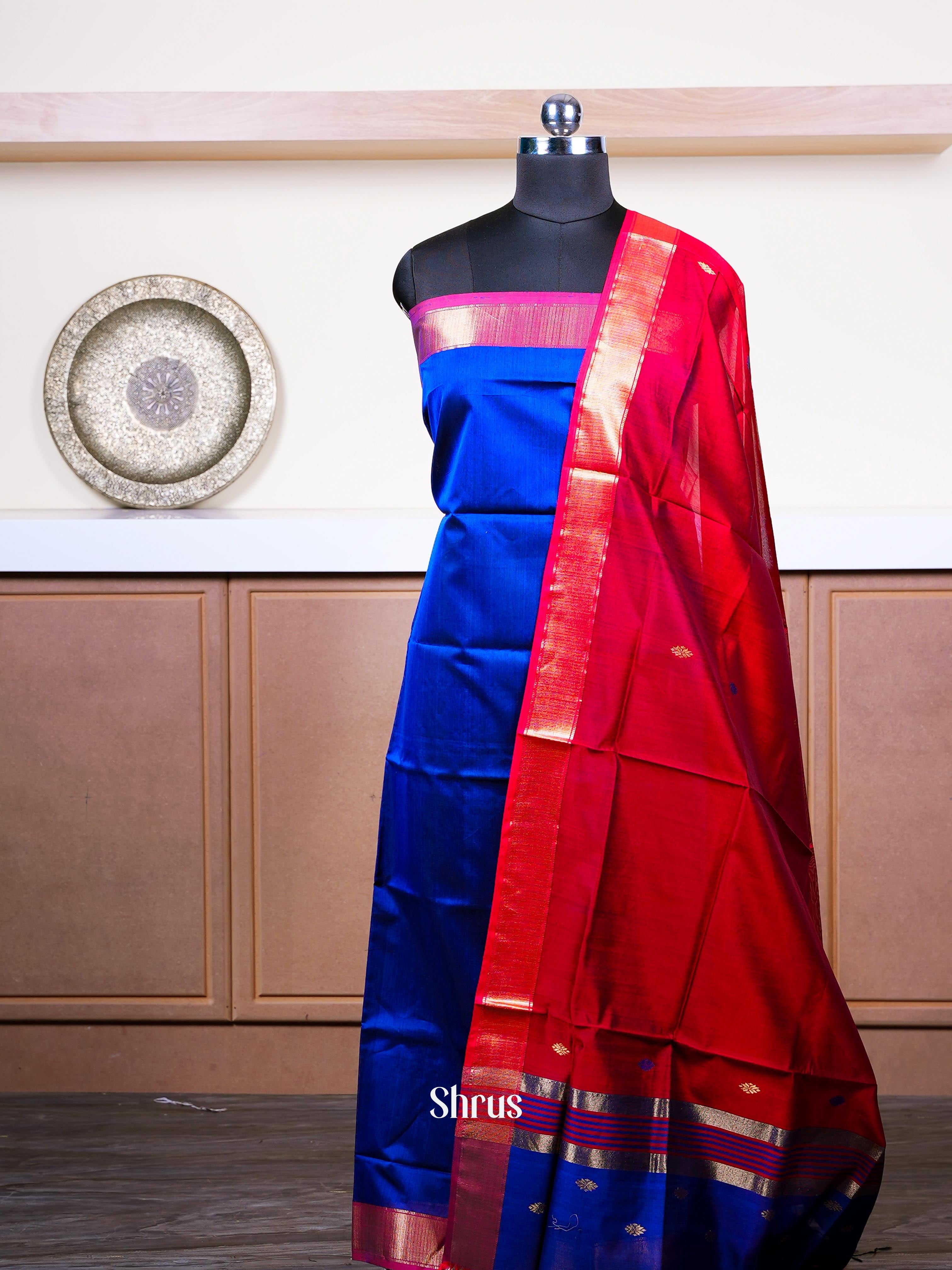 Indigo & Red - maheswarisico top & dupatta combo - Shop on ShrusEternity.com