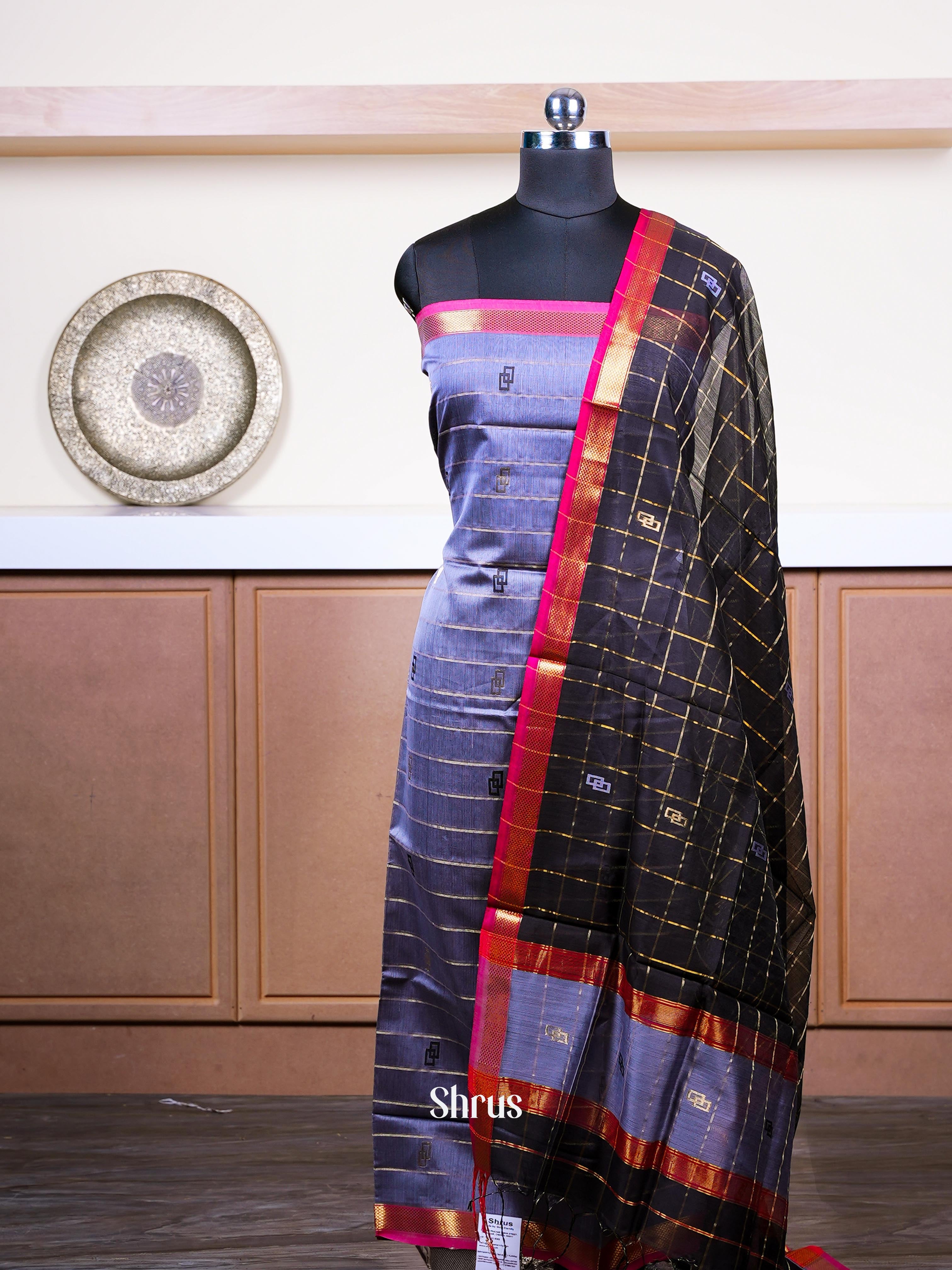 Grey & Black - maheswarisico top & dupatta combo - Shop on ShrusEternity.com