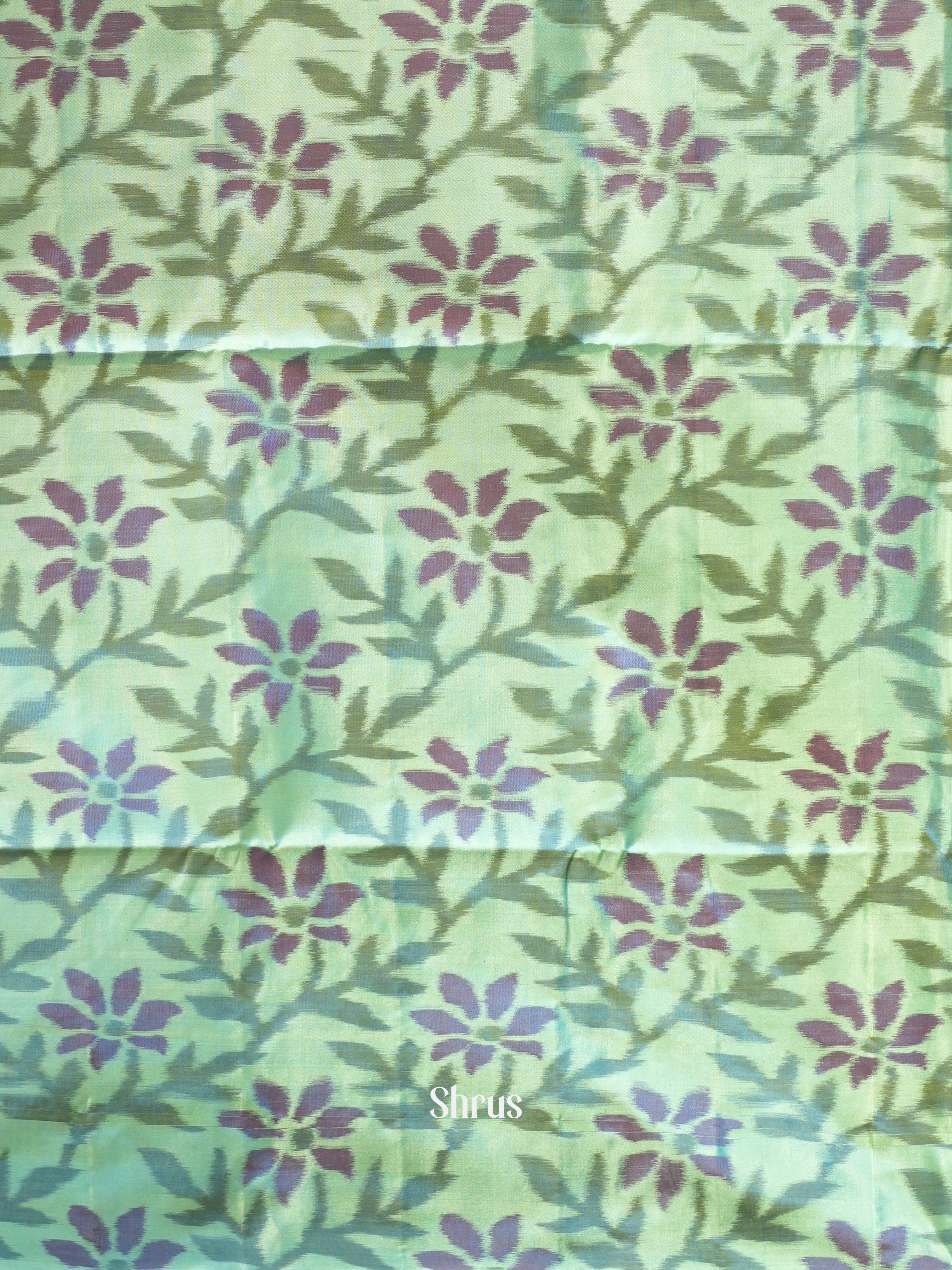 Cream & Green - Soft Silk Saree - Shop on ShrusEternity.com