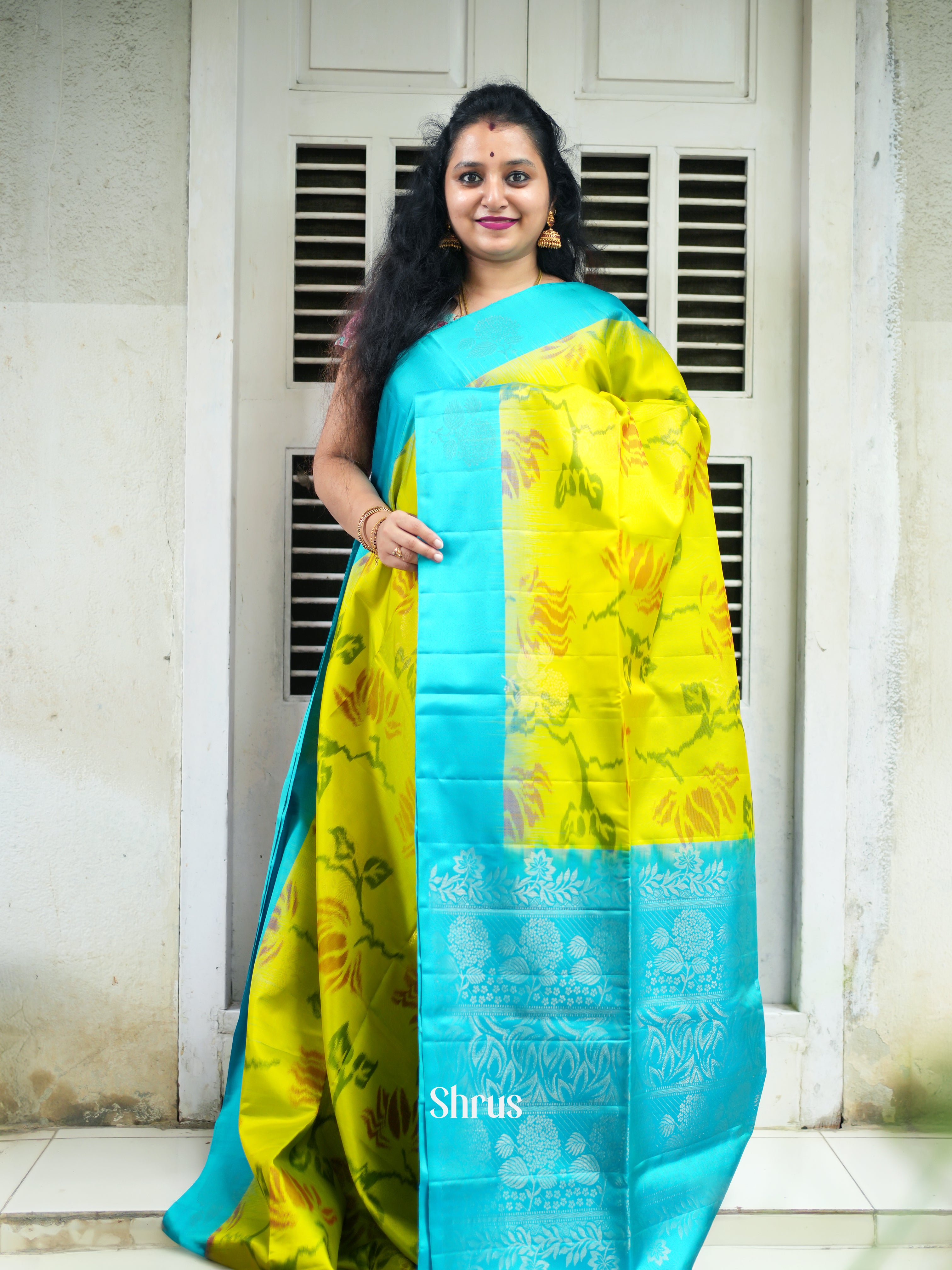 Green & Blue - Soft Silk Saree - Shop on ShrusEternity.com