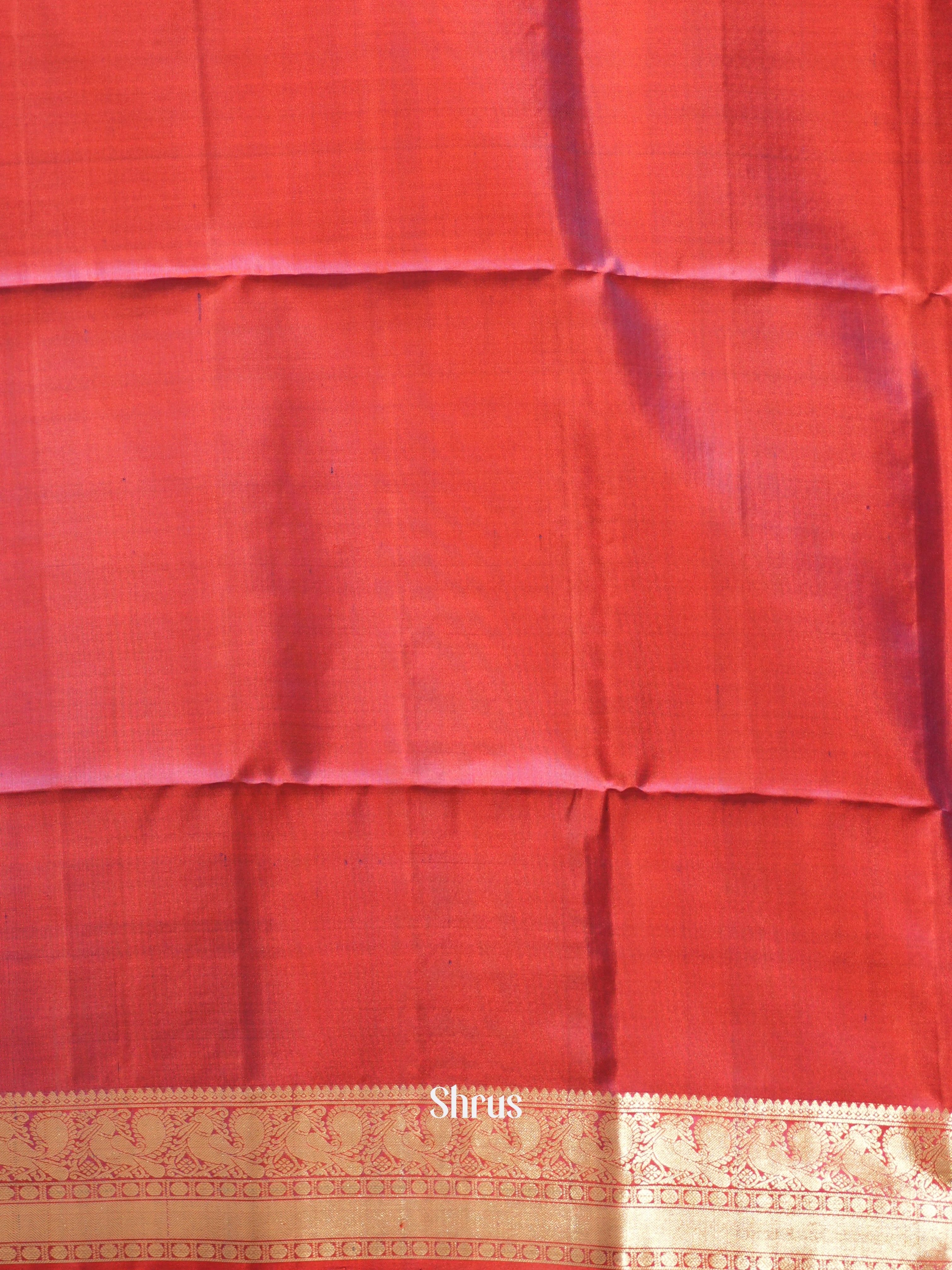 Blue & Red - Soft Silk Saree-2