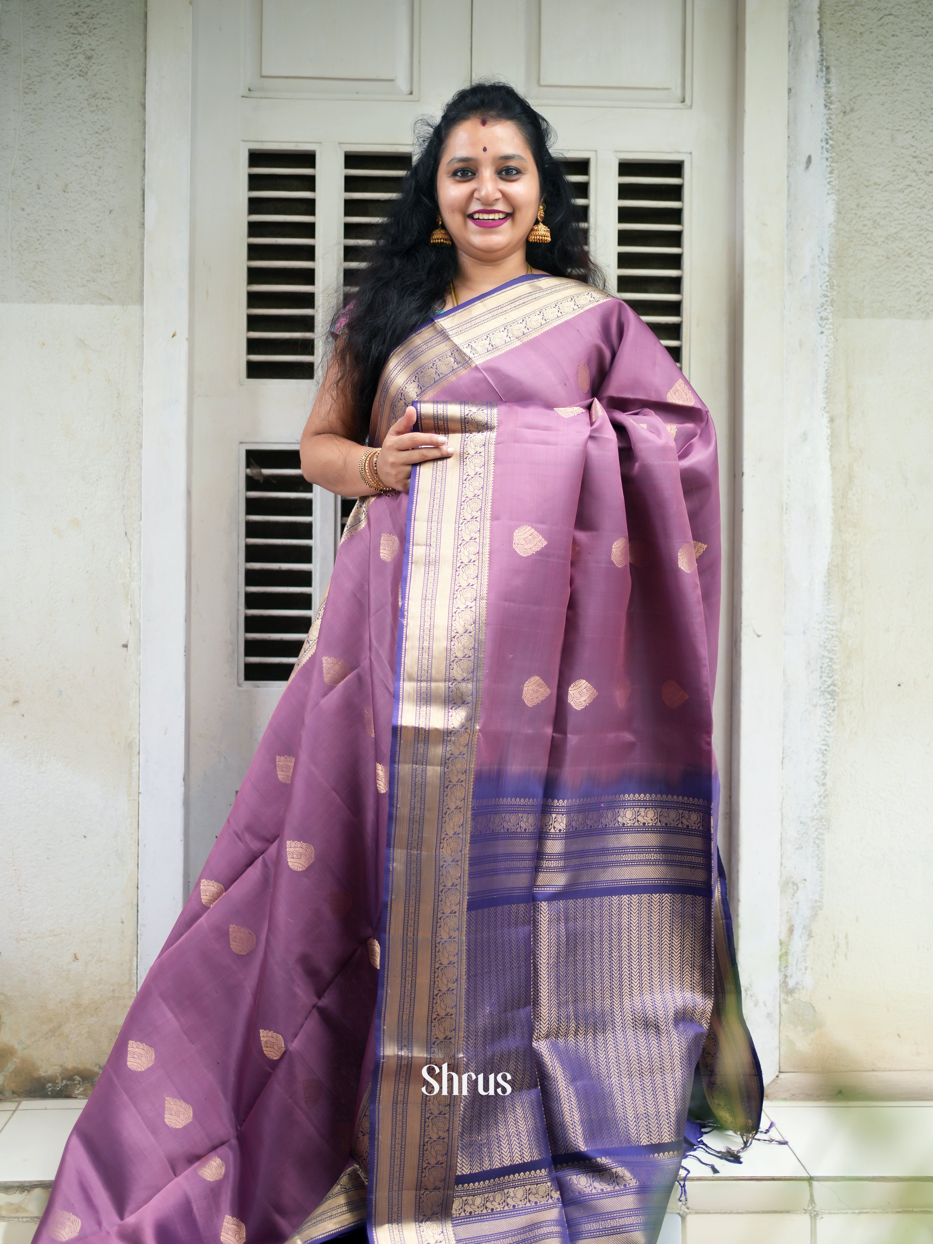 Lavender & Purple - Soft Silk Saree - Shop on ShrusEternity.com