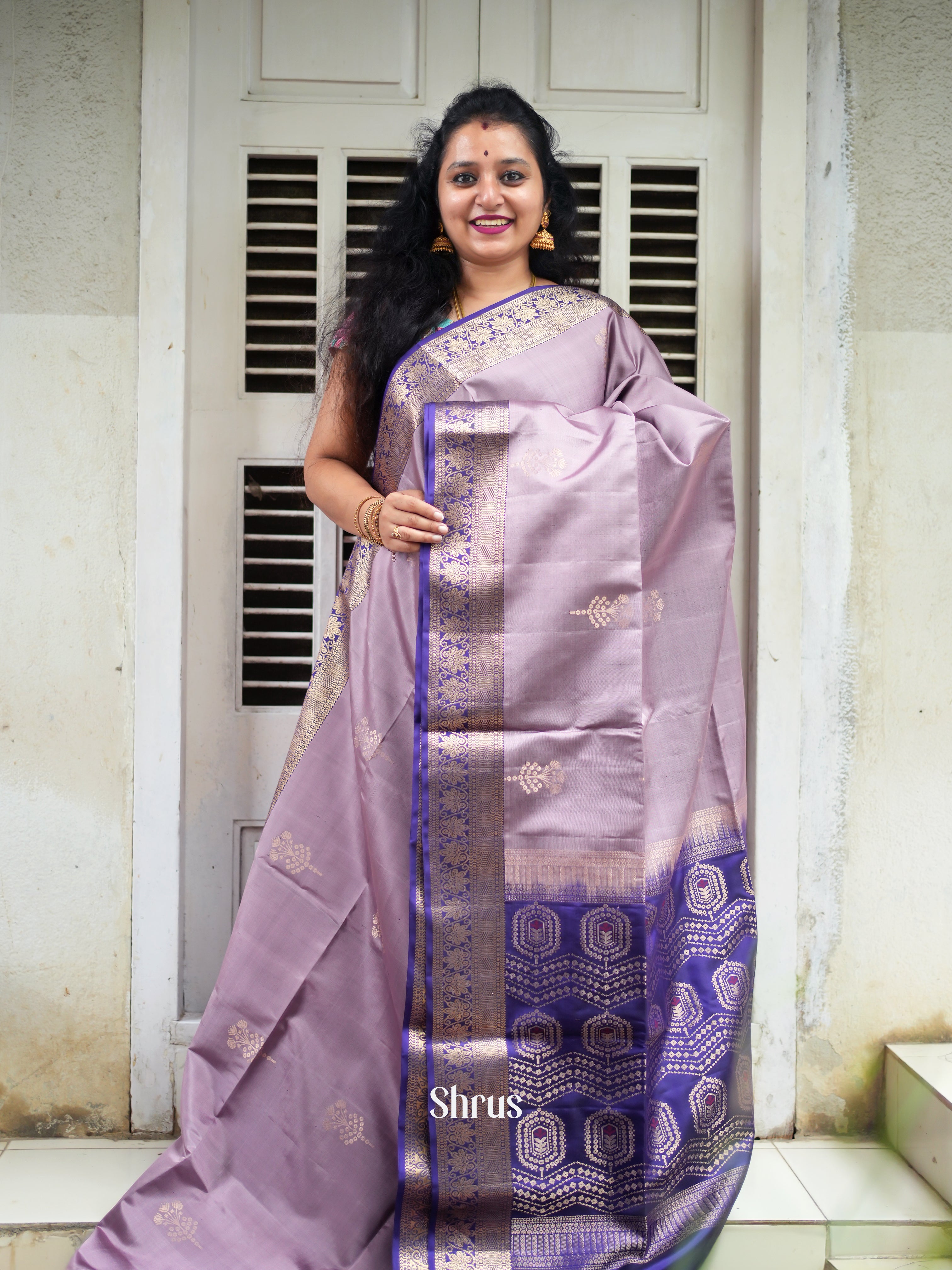 Lavender & Purple - Soft Silk Saree - Shop on ShrusEternity.com