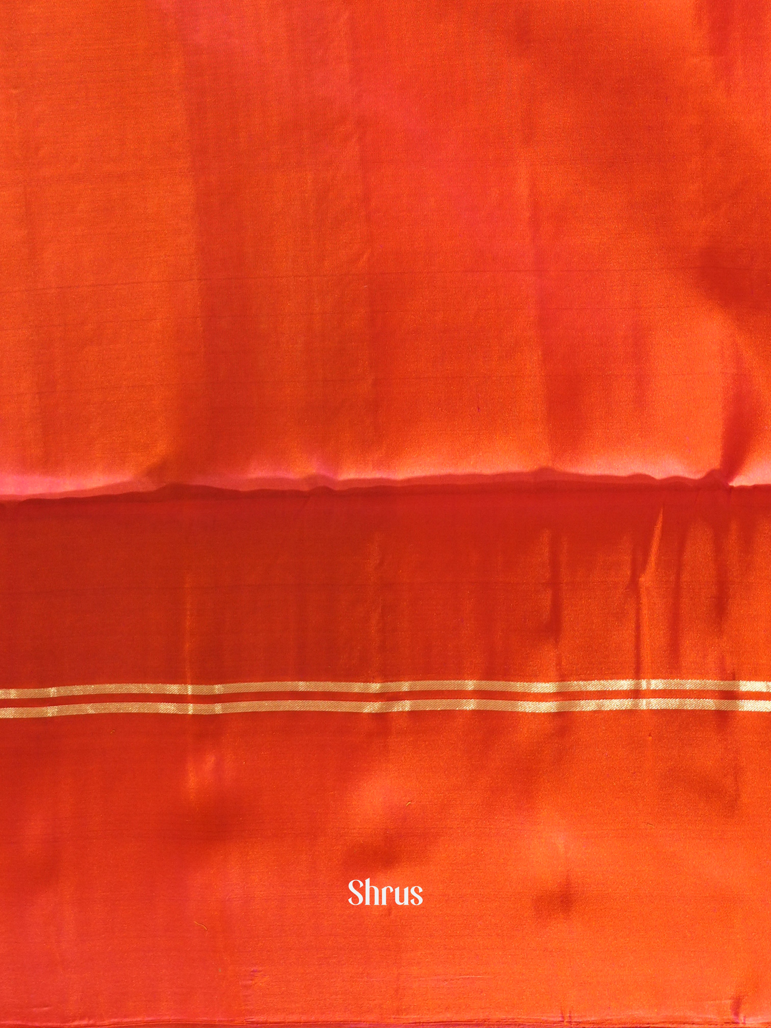 Grey & Orange - Soft Silk Saree - Shop on ShrusEternity.com