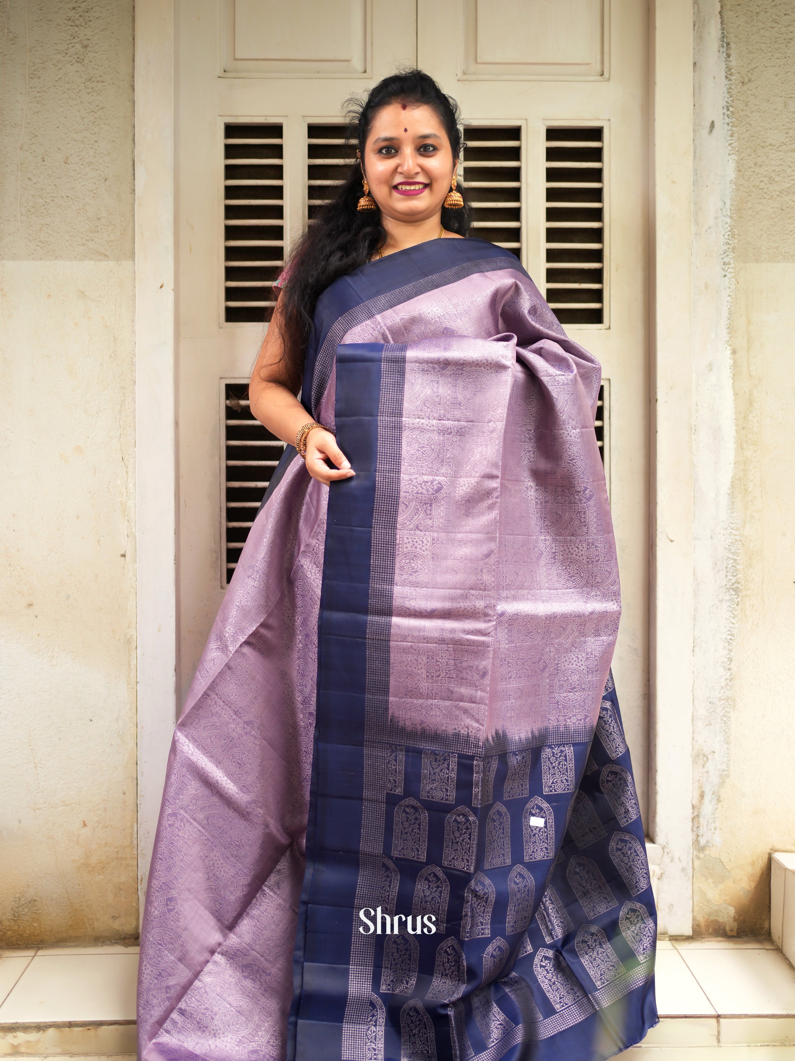 Lavender & Blue - Soft Silk Saree - Shop on ShrusEternity.com