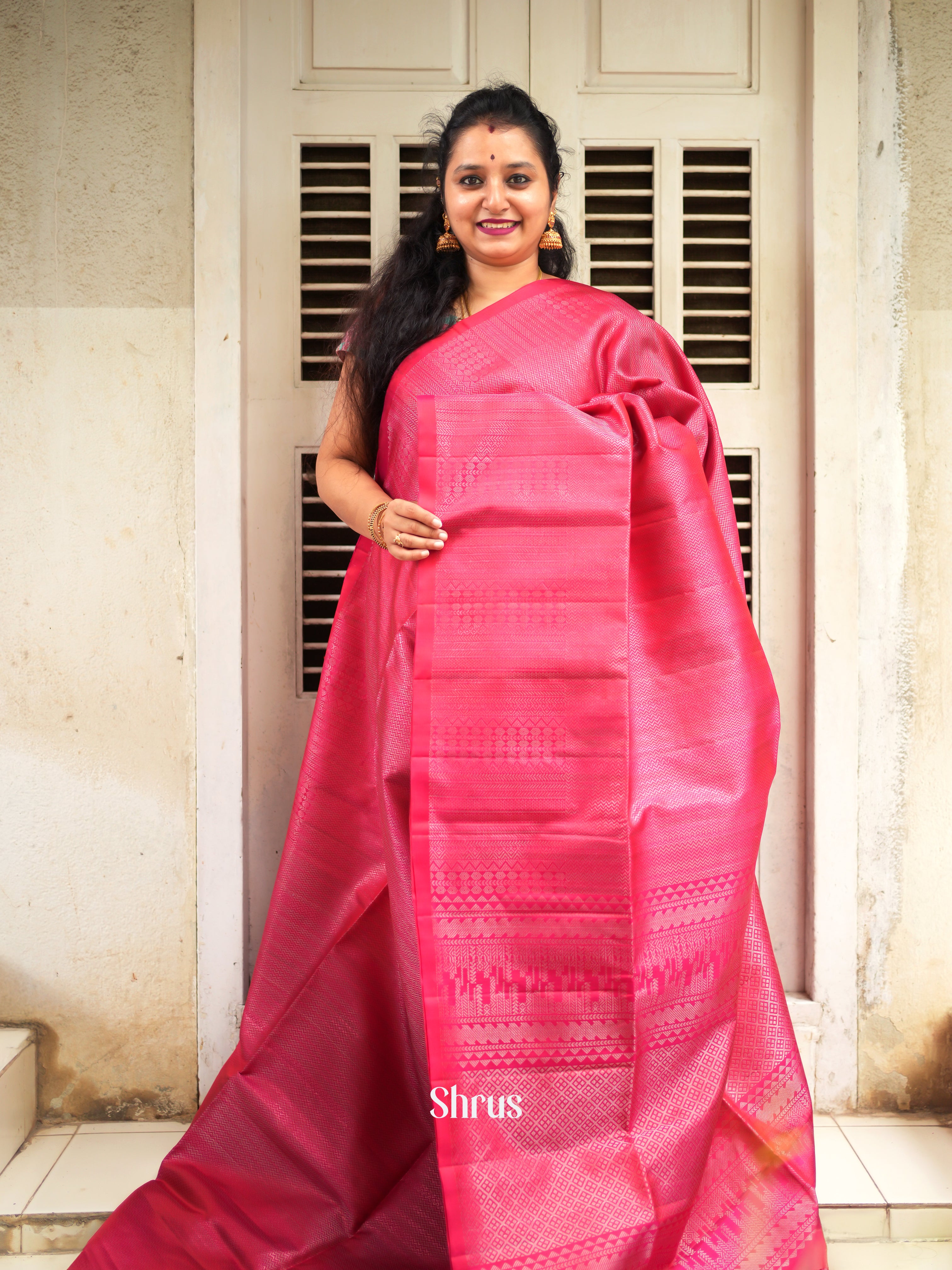 Pink(Single tone) - Soft Silk Saree - Shop on ShrusEternity.com