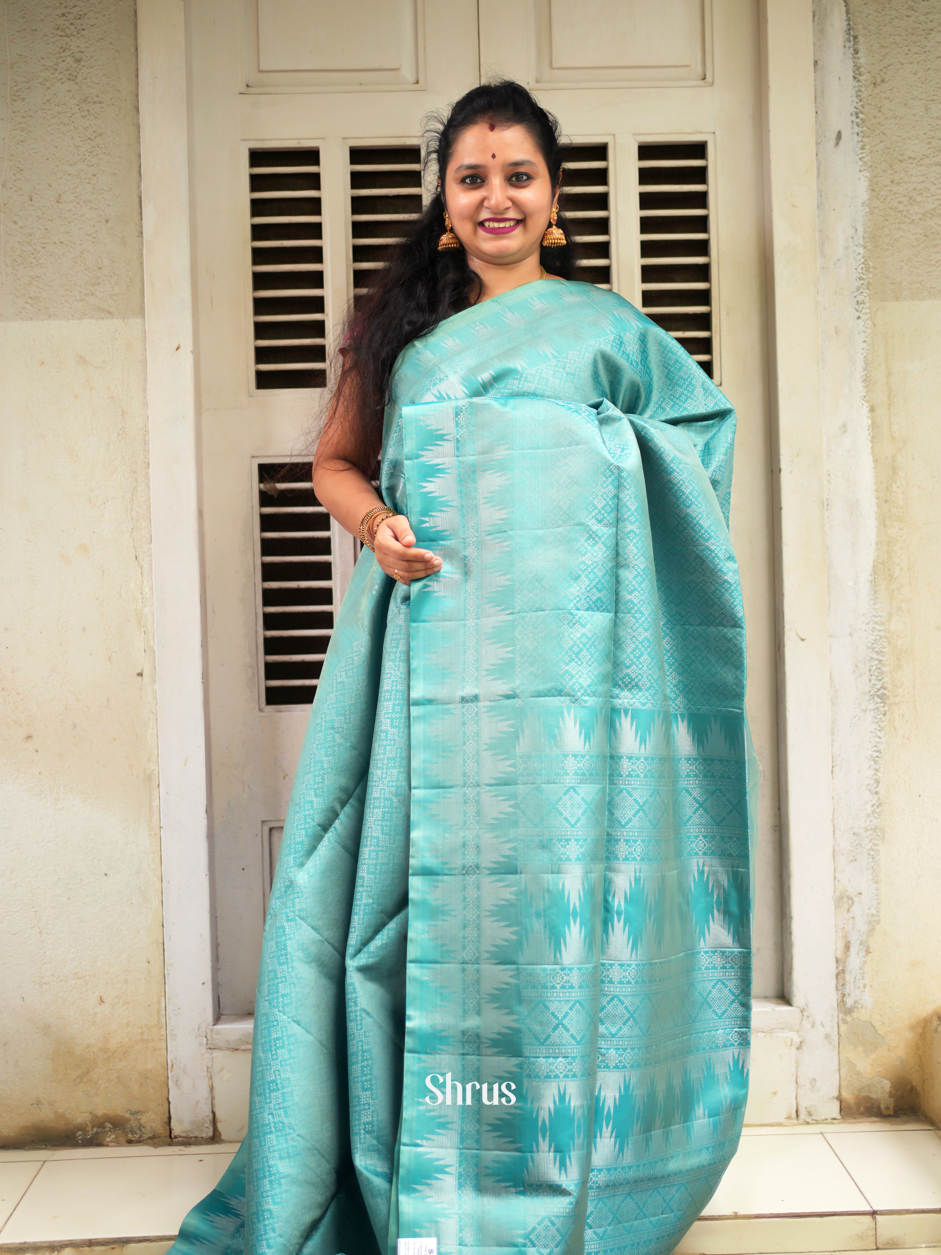 Teal Blue(Single Tone) - Soft Silk Saree - Shop on ShrusEternity.com