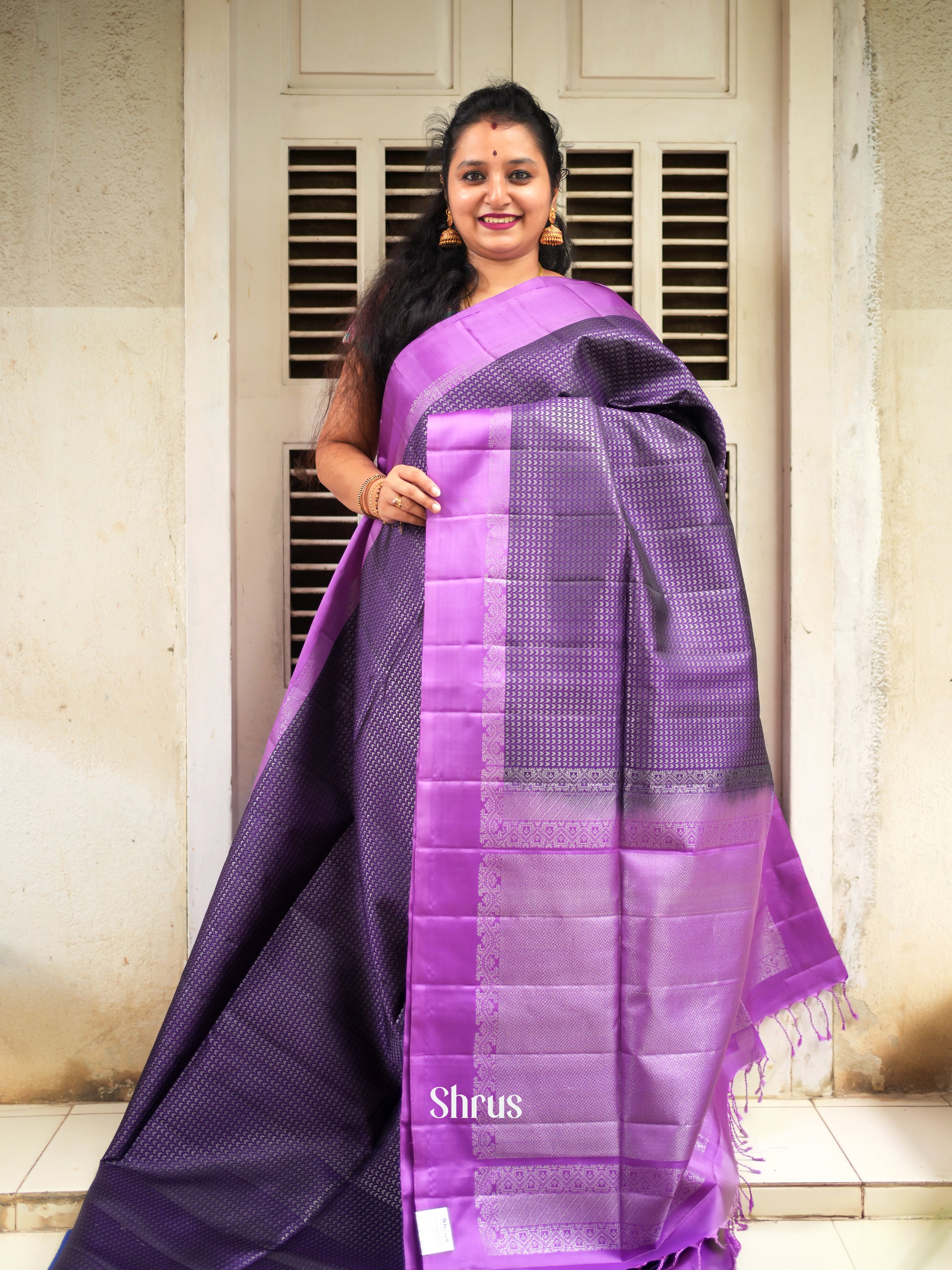 Violet & Purple - Soft Silk Saree - Shop on ShrusEternity.com