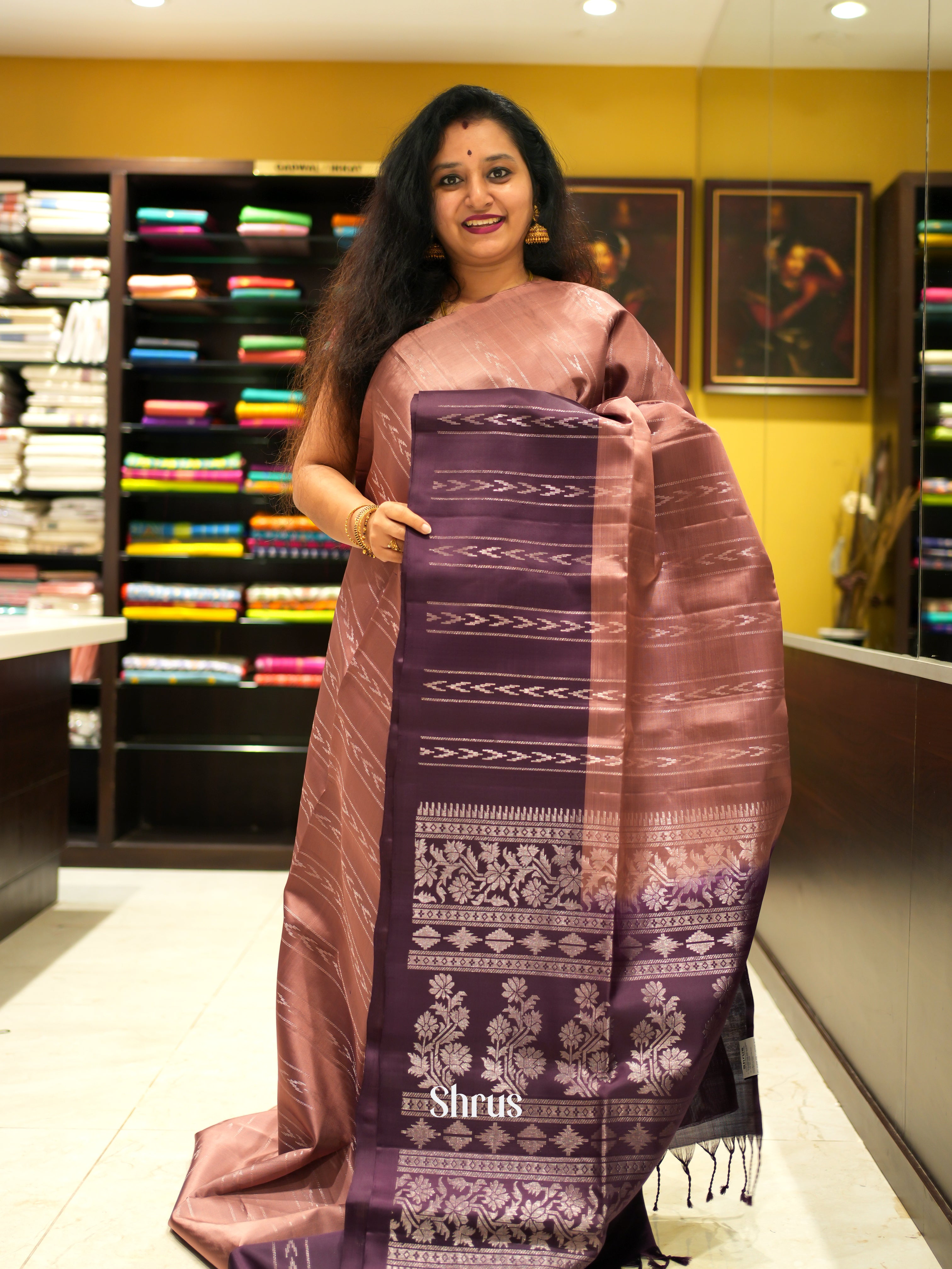 Onion Peel & Brown - Soft Silk Saree - Shop on ShrusEternity.com