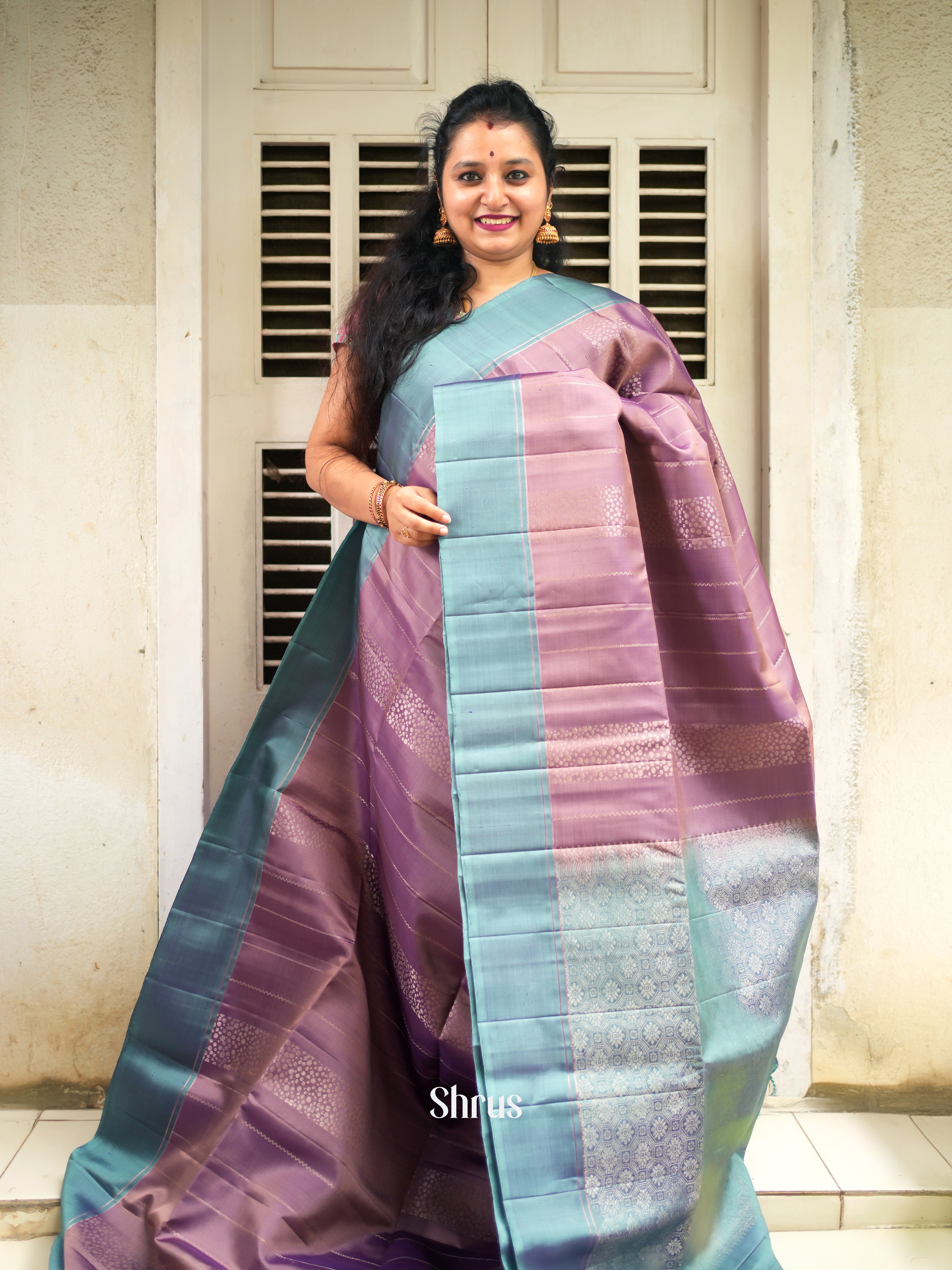 Lavender & Grey - Soft Silk Saree - Shop on ShrusEternity.com