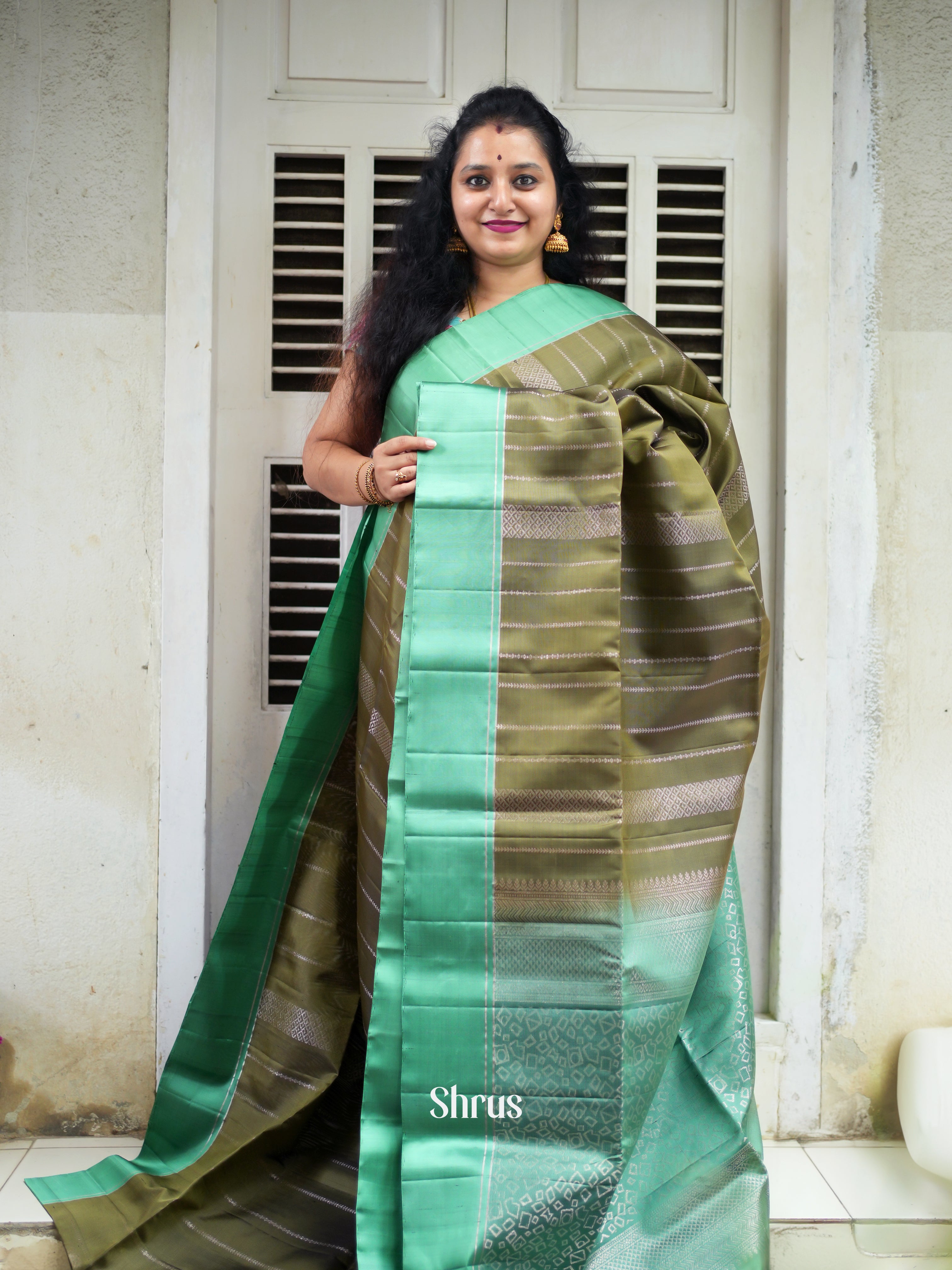 Green & Teal - Soft Silk Saree - Shop on ShrusEternity.com
