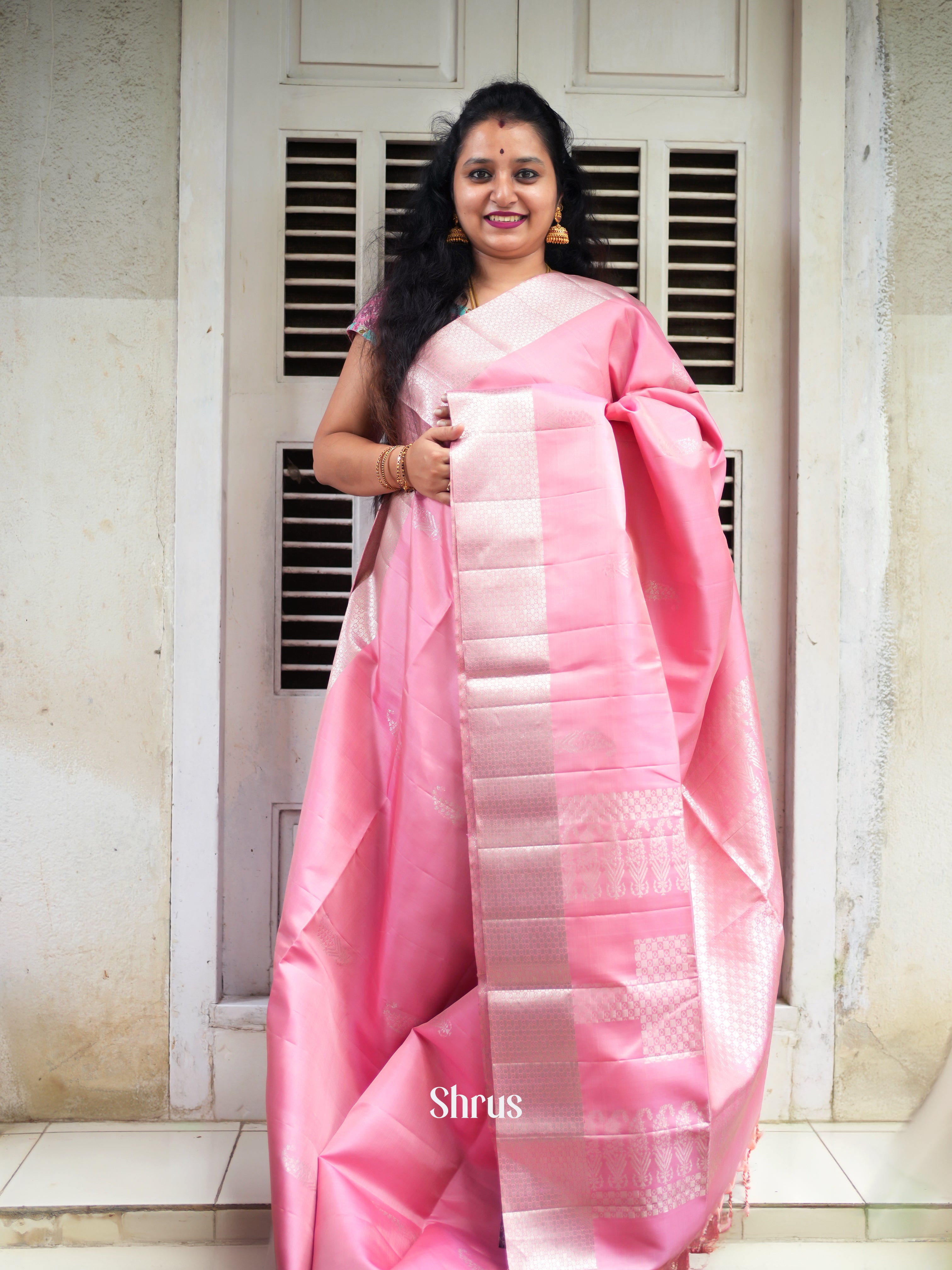 Pink(Single Tone) - Soft Silk Saree - Shop on ShrusEternity.com