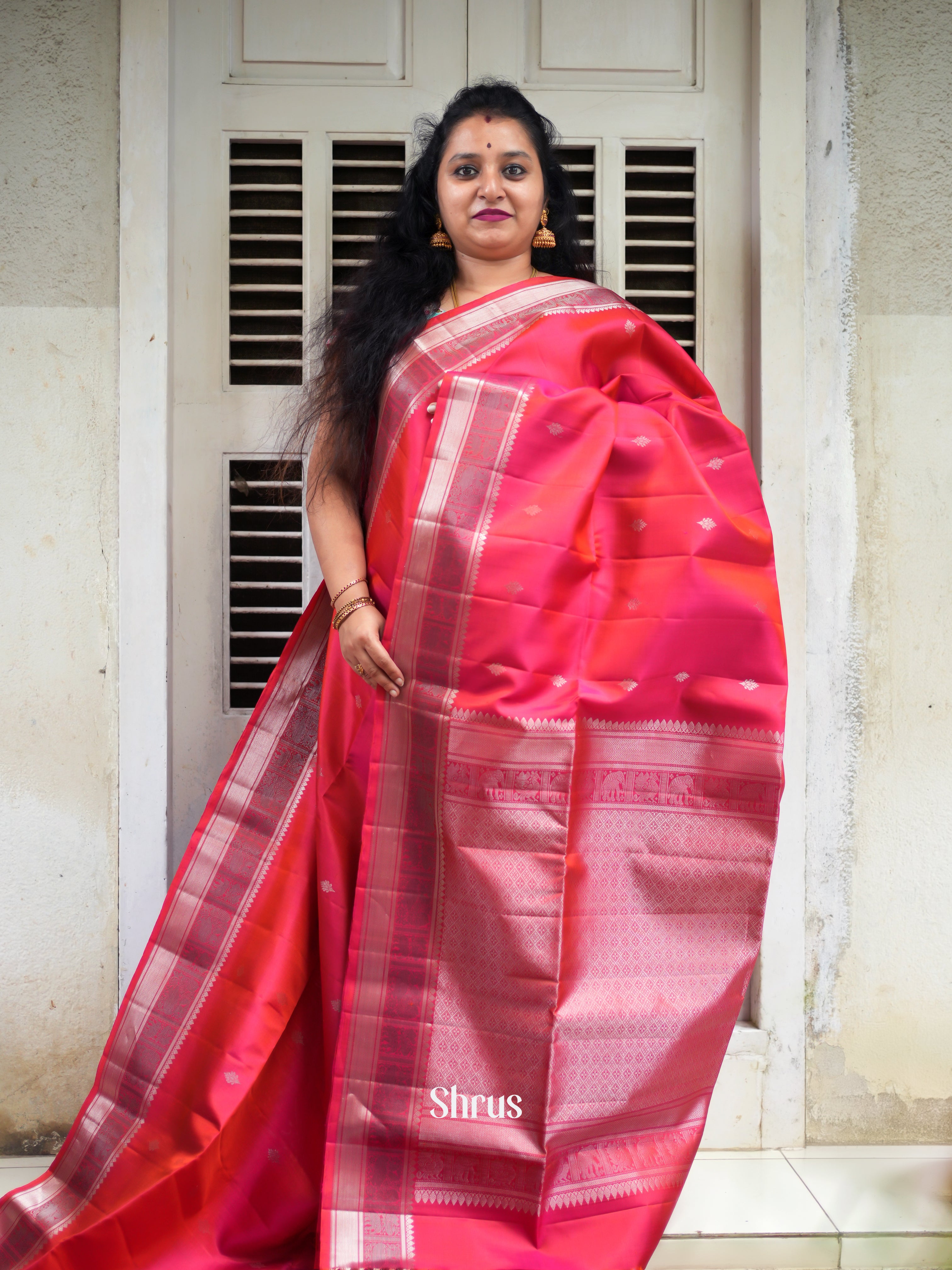Red(Single Tone) - Soft Silk Saree - Shop on ShrusEternity.com