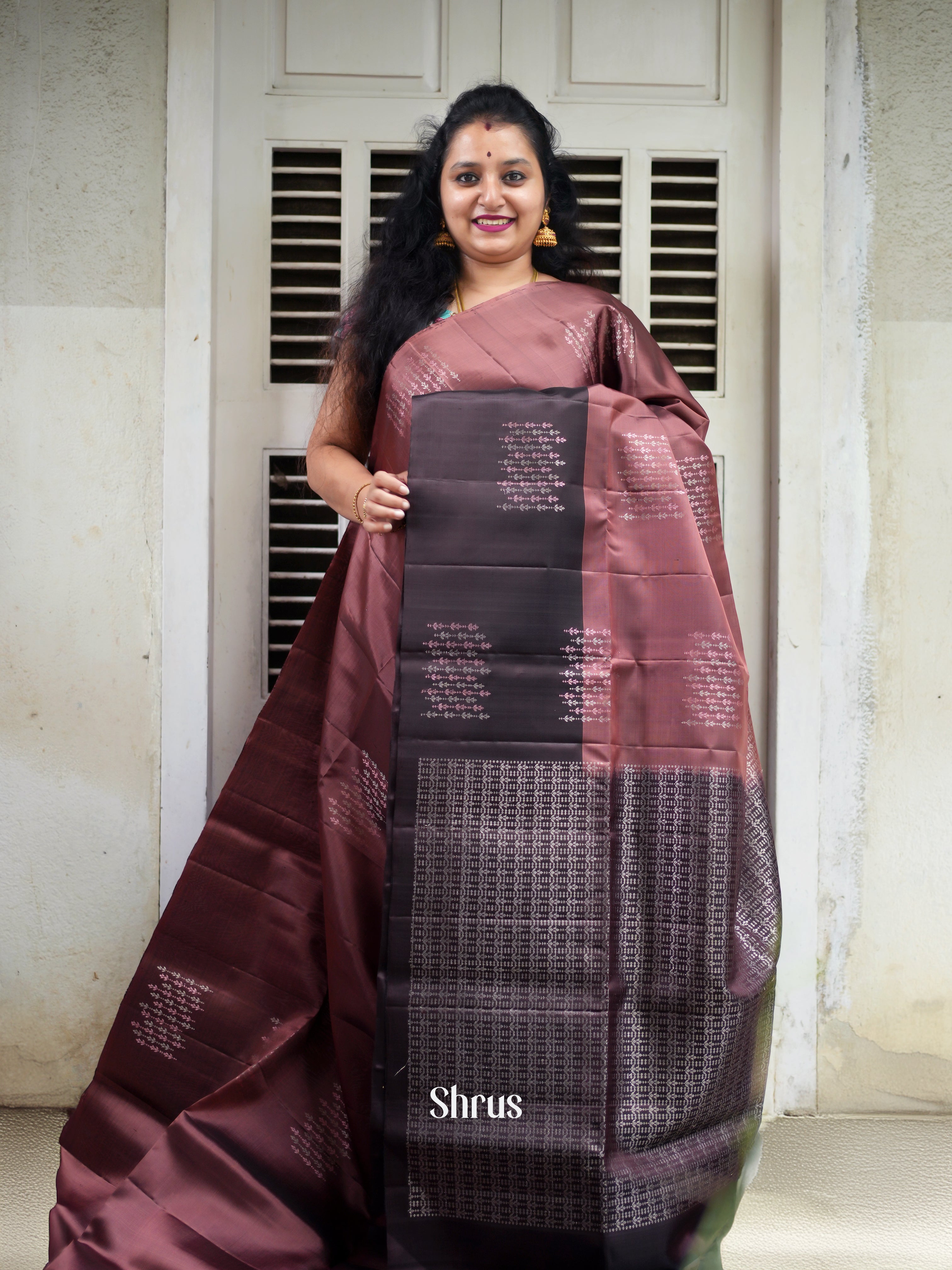 Light Brown & Brown - Soft Silk Saree - Shop on ShrusEternity.com