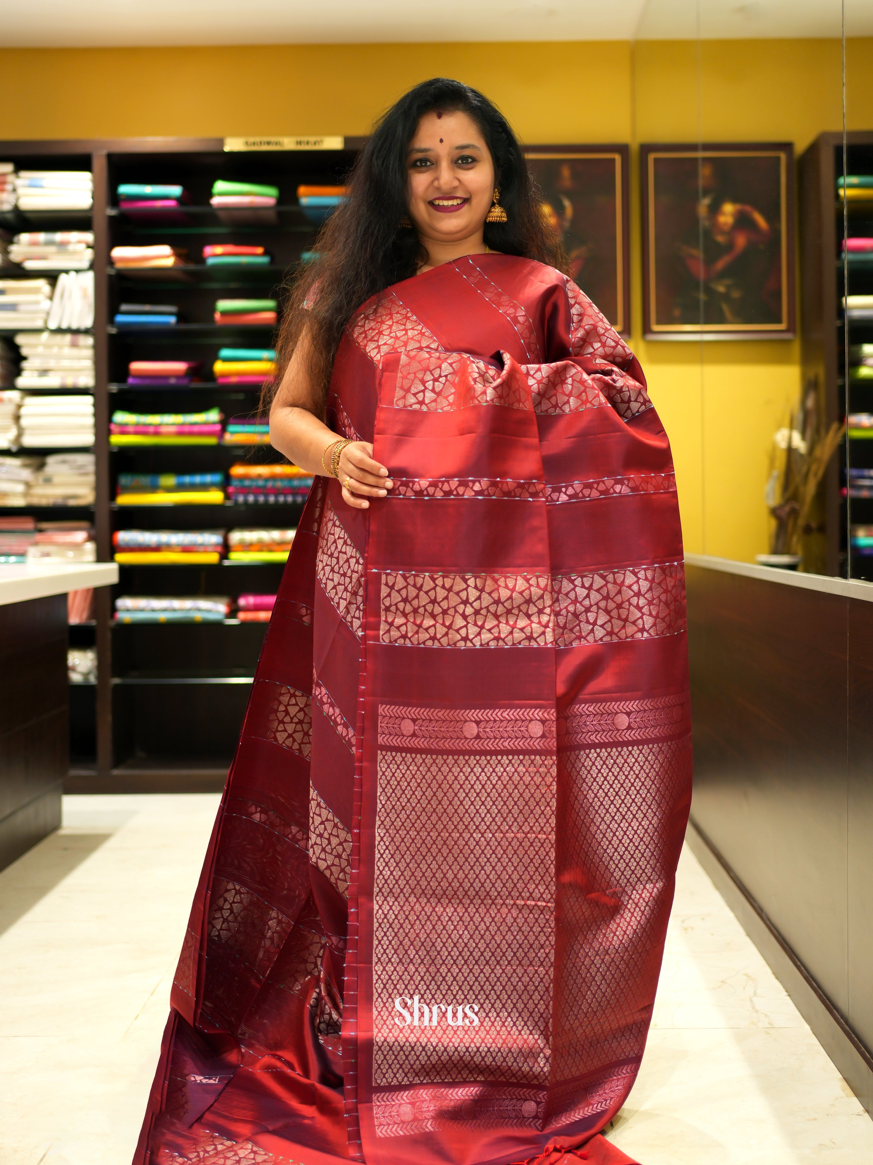 Red(Single Tone) - Soft Silk Saree - Shop on ShrusEternity.com