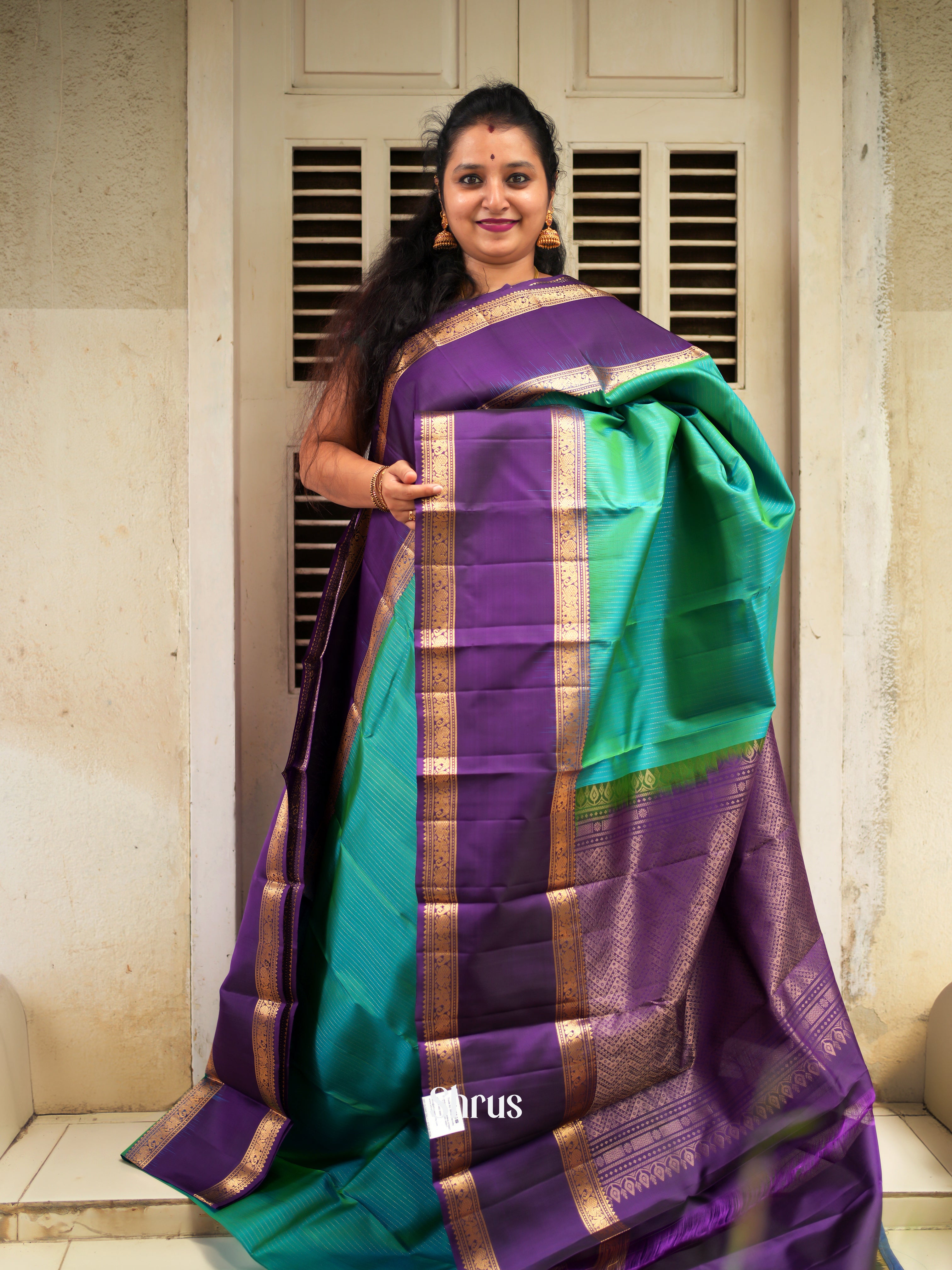 Green & Purple - Soft Silk saree - Shop on ShrusEternity.com