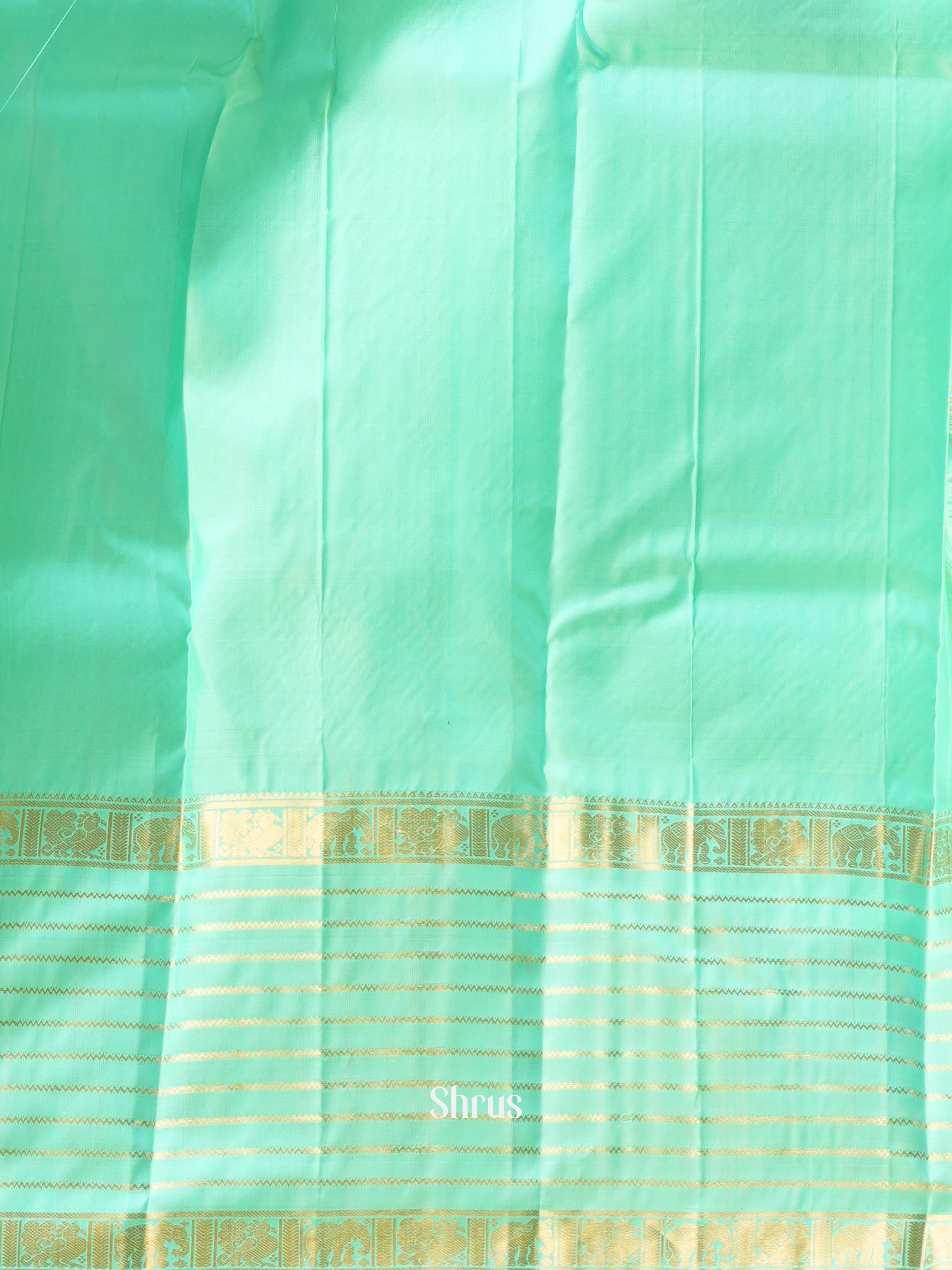 Purple & Teal Green - Soft Silk Saree-2
