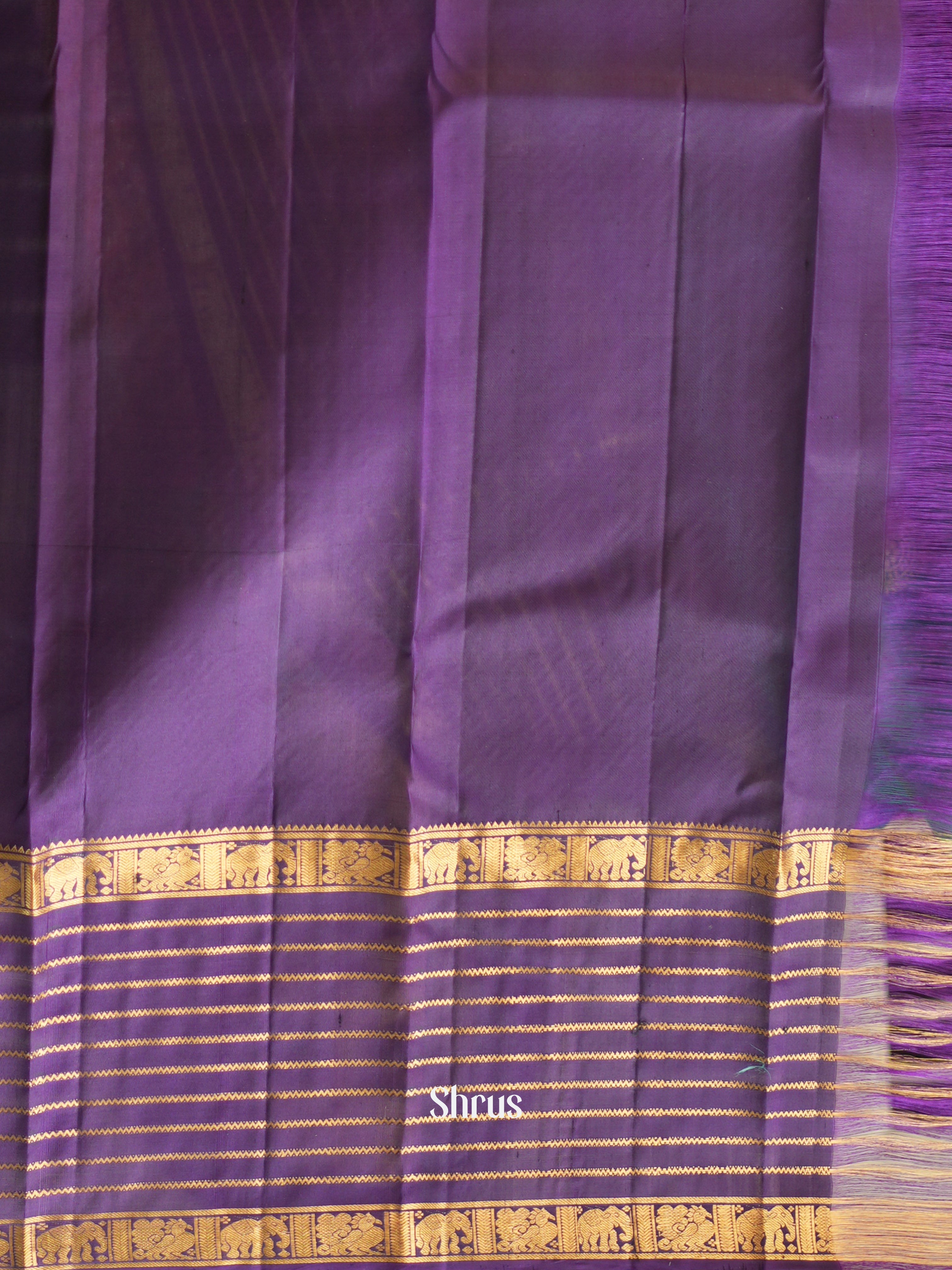 Green & Purple - Soft Silk Saree - Shop on ShrusEternity.com
