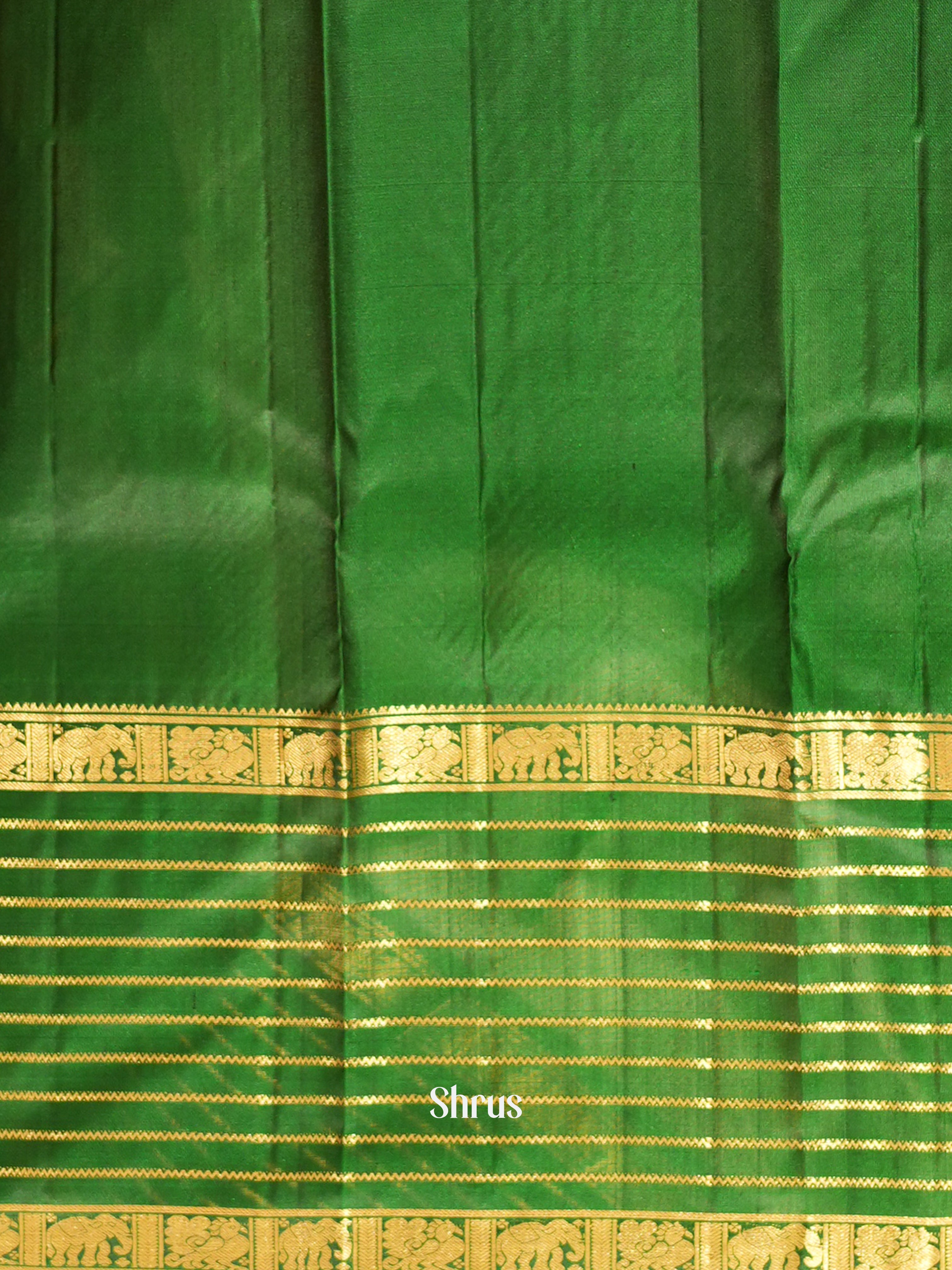 Light Green & Green - Soft Silk Saree - Shop on ShrusEternity.com