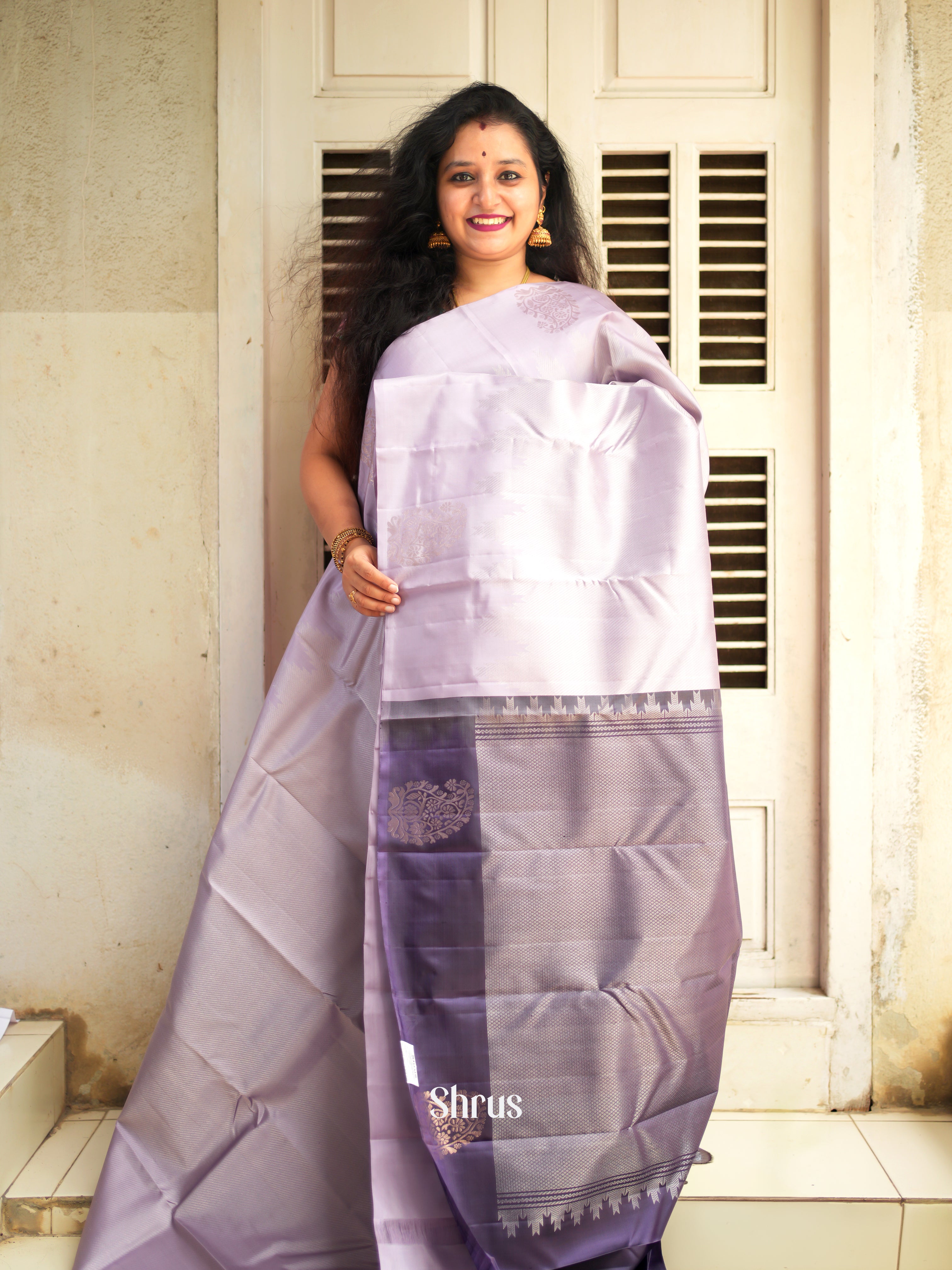 Mild Lavender & Purple - Soft Silk Saree - Shop on ShrusEternity.com