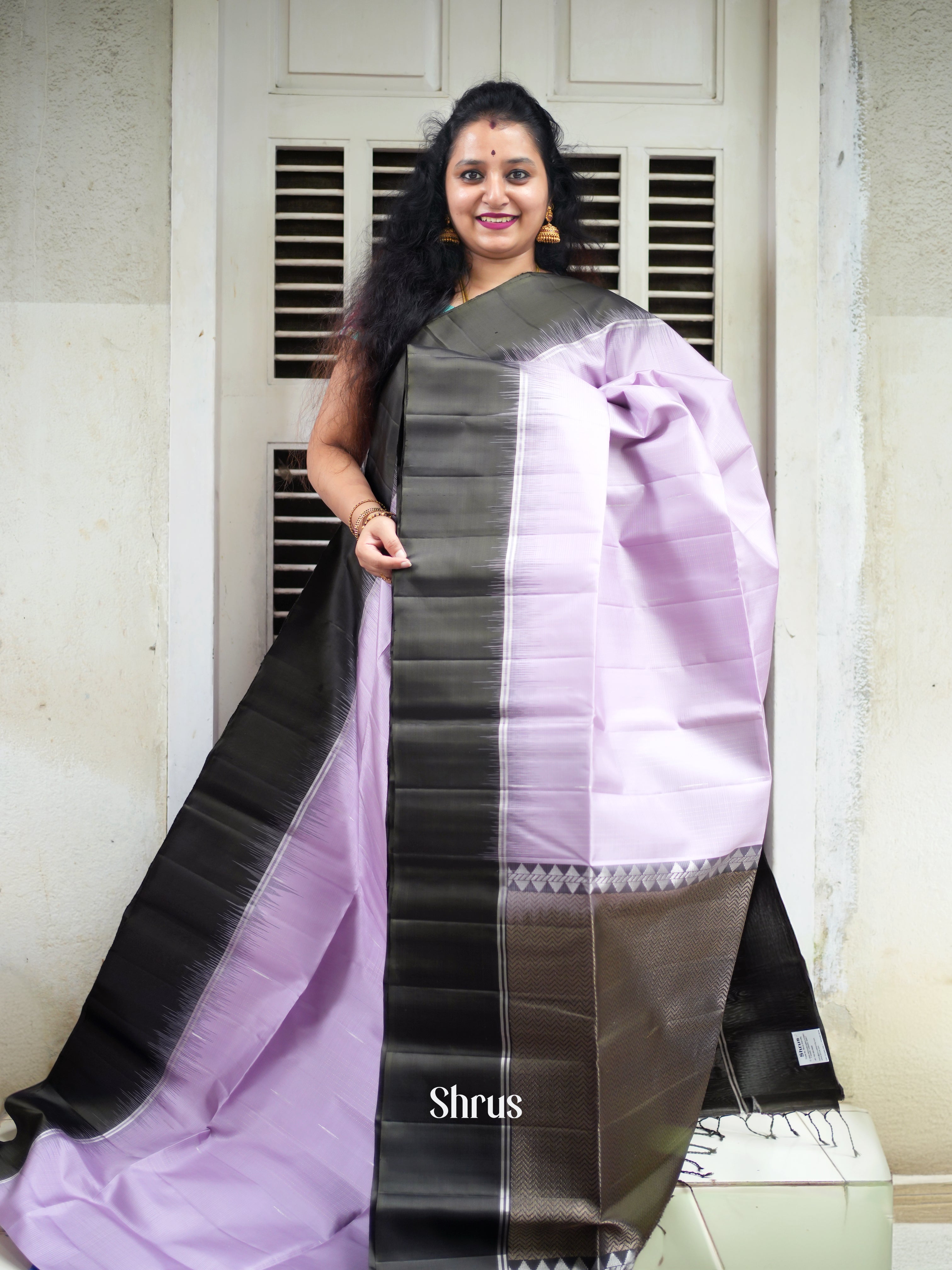 Lavender & Black - Soft Silk Saree - Shop on ShrusEternity.com