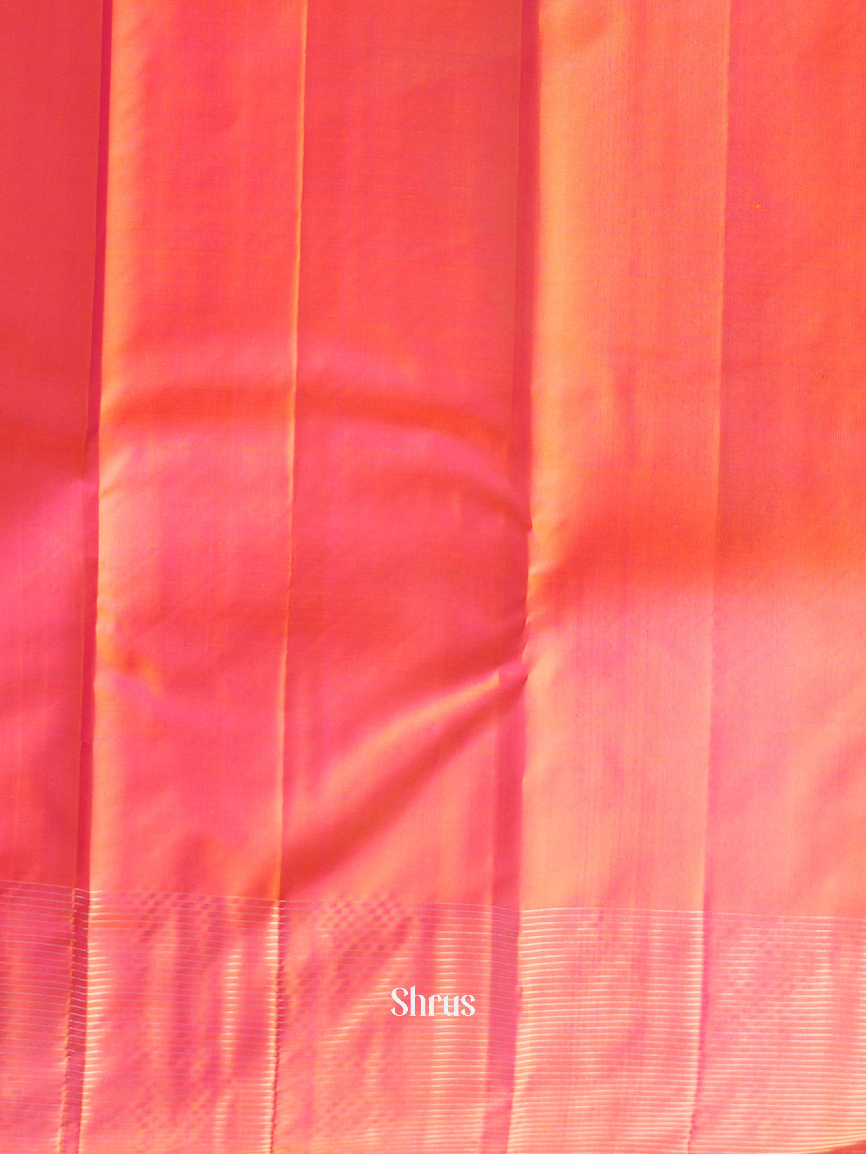 Green & Orangish Pink - Soft Silk Saree - Shop on ShrusEternity.com