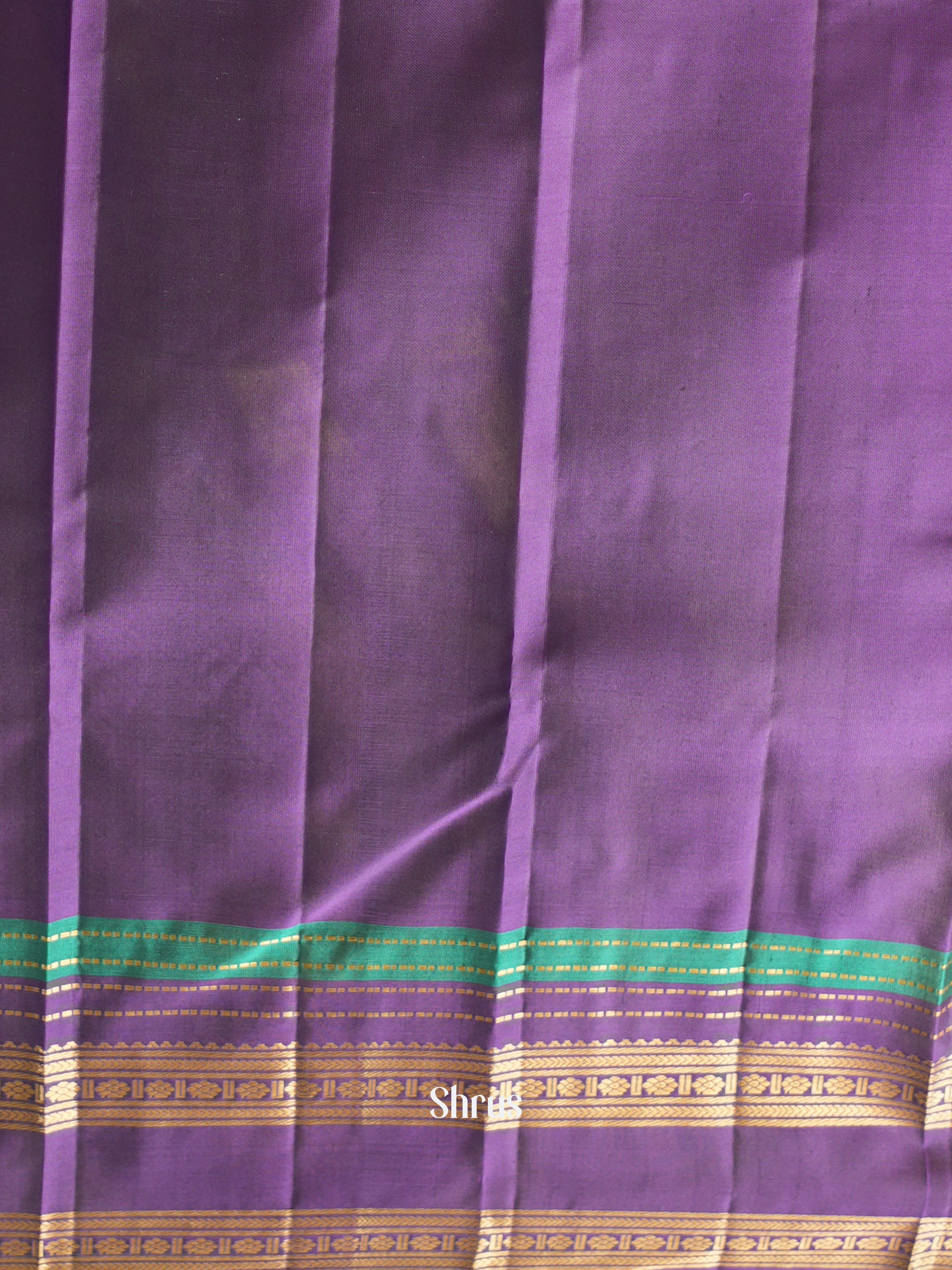 Cream & Purple - Soft Silk Saree - Shop on ShrusEternity.com