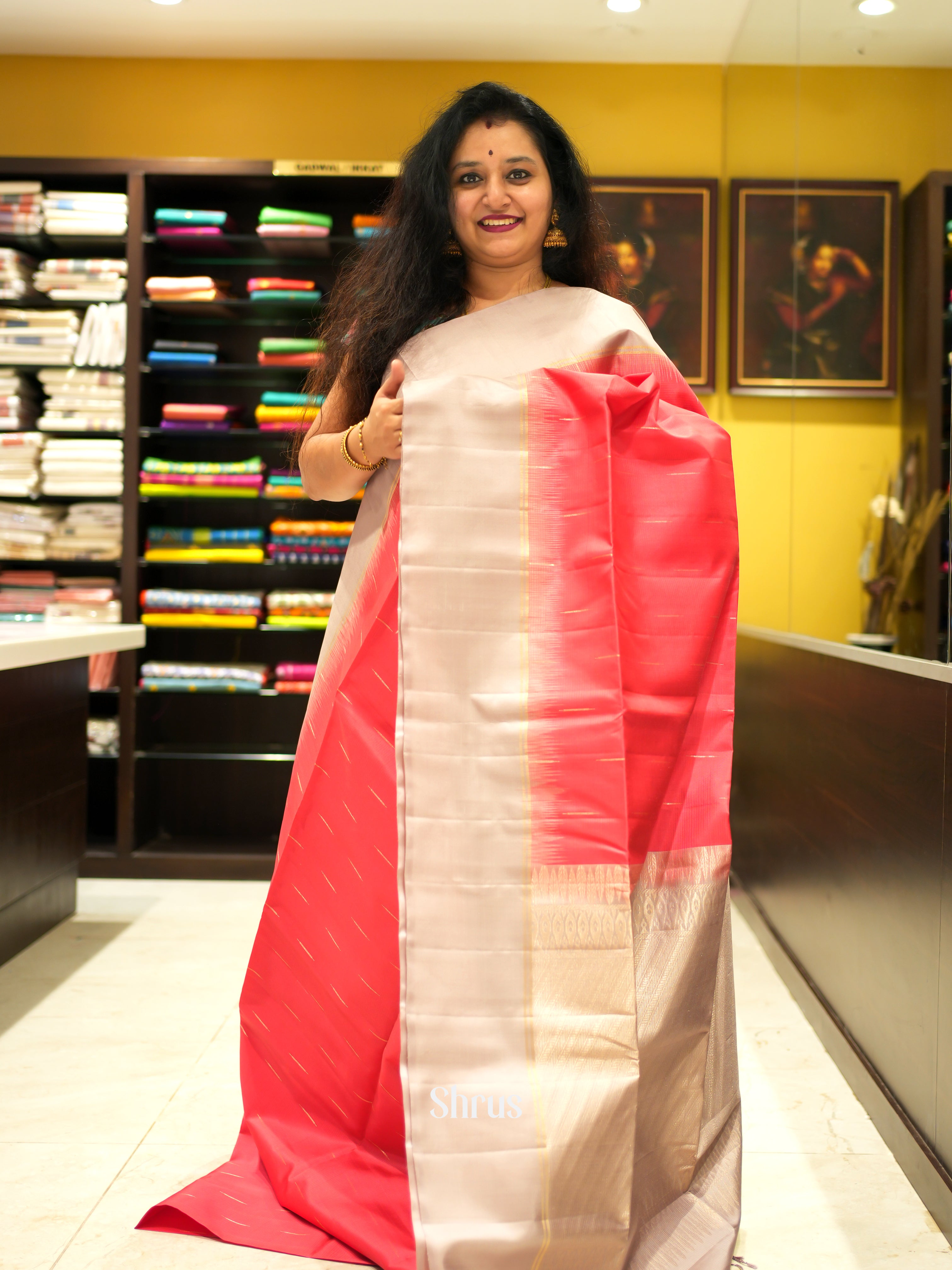 Reddish Pink & Dusty pink - Soft Silk Saree - Shop on ShrusEternity.com