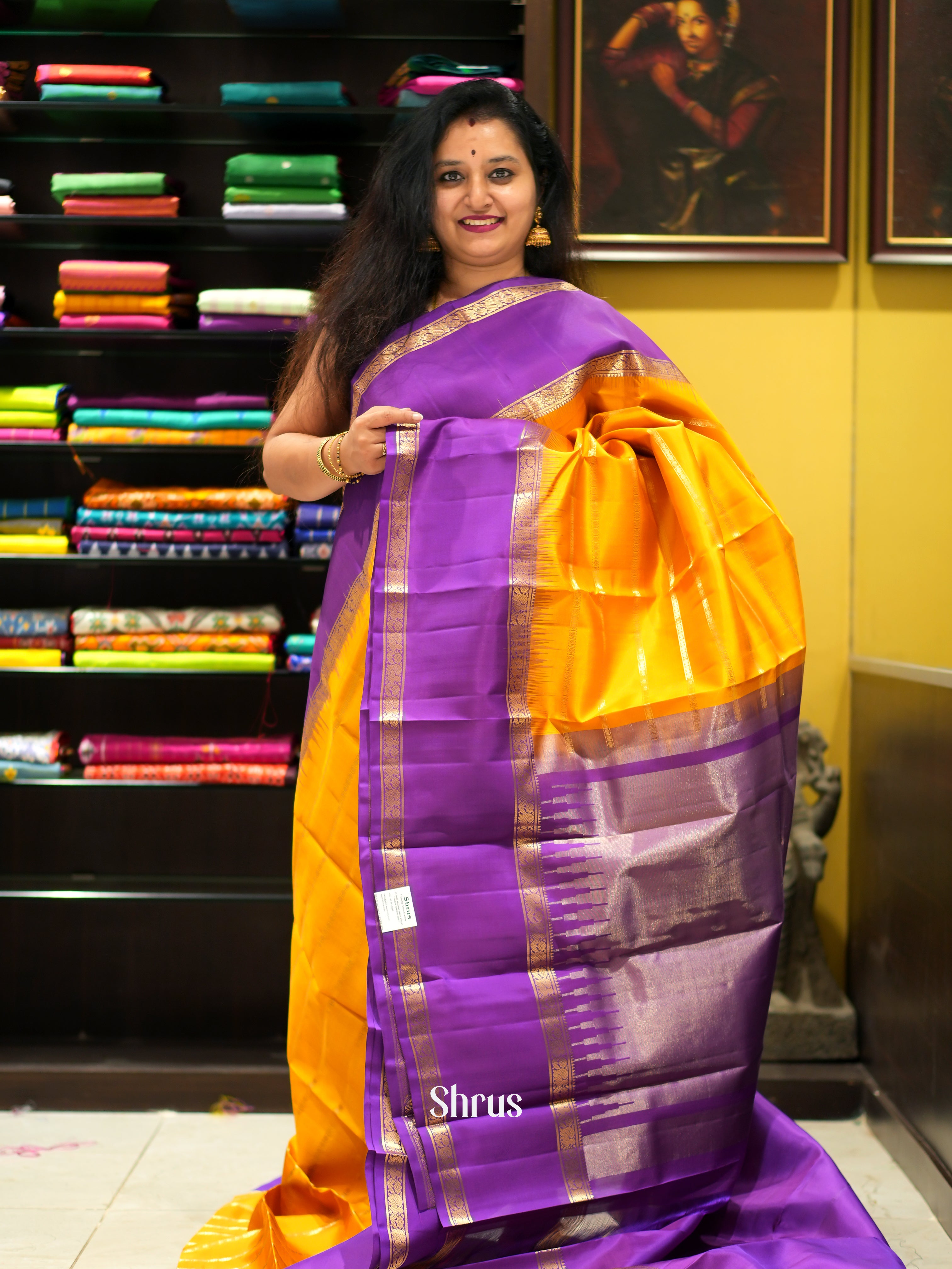 Orange & Purple - Soft Silk Saree - Shop on ShrusEternity.com