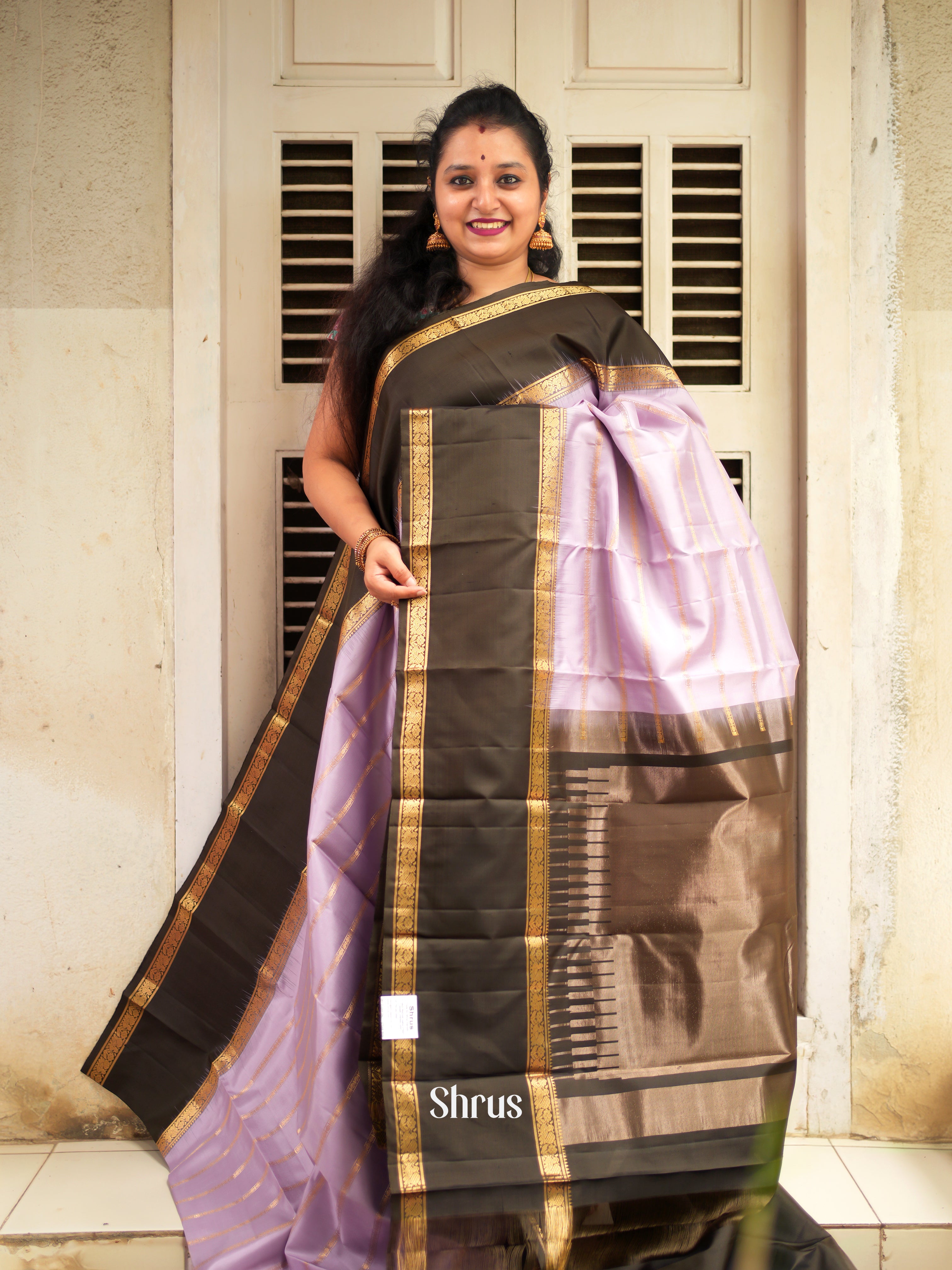 Lavender & Black - Soft Silk Saree - Shop on ShrusEternity.com