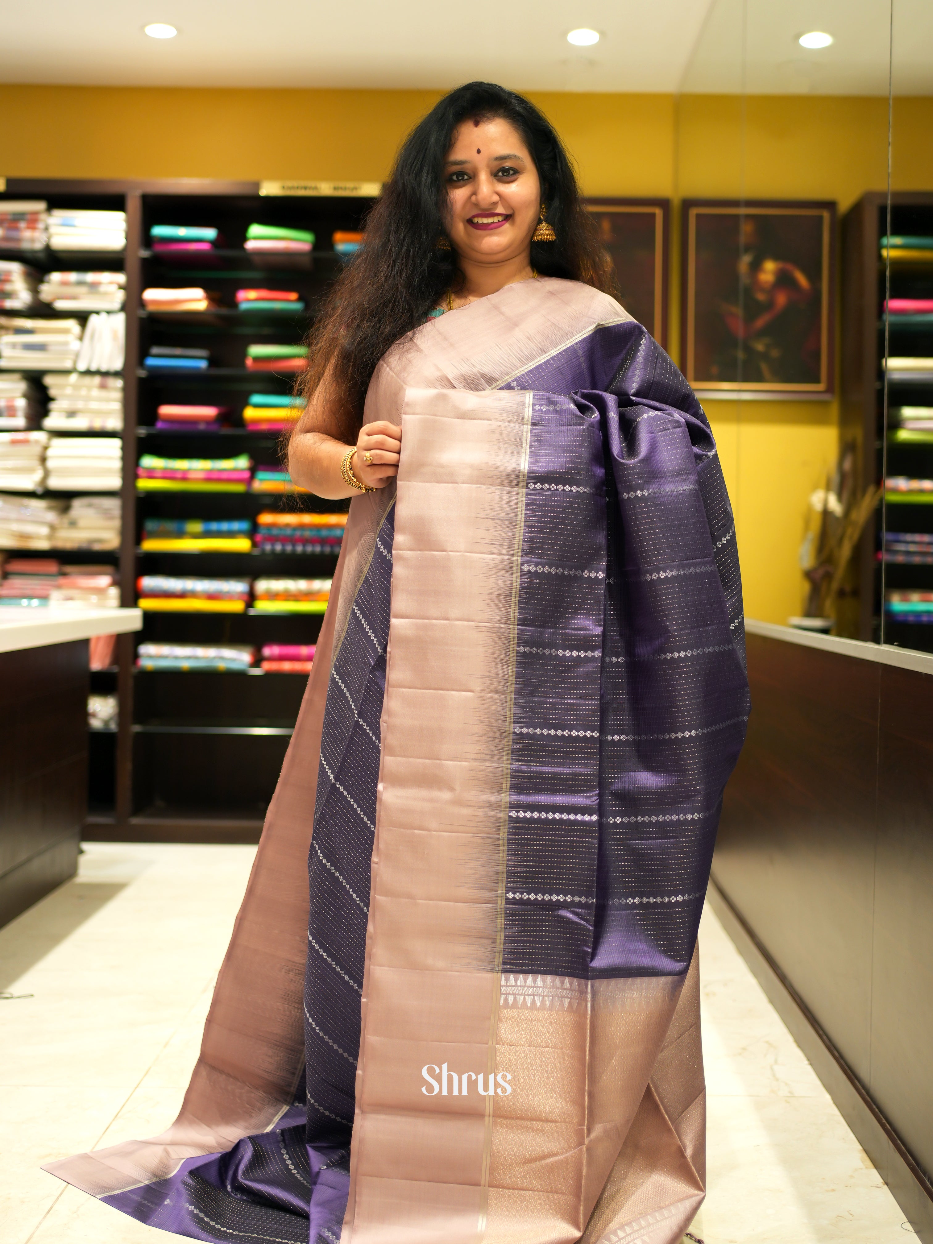 Blue & Dusty Pink - Soft Silk Saree - Shop on ShrusEternity.com