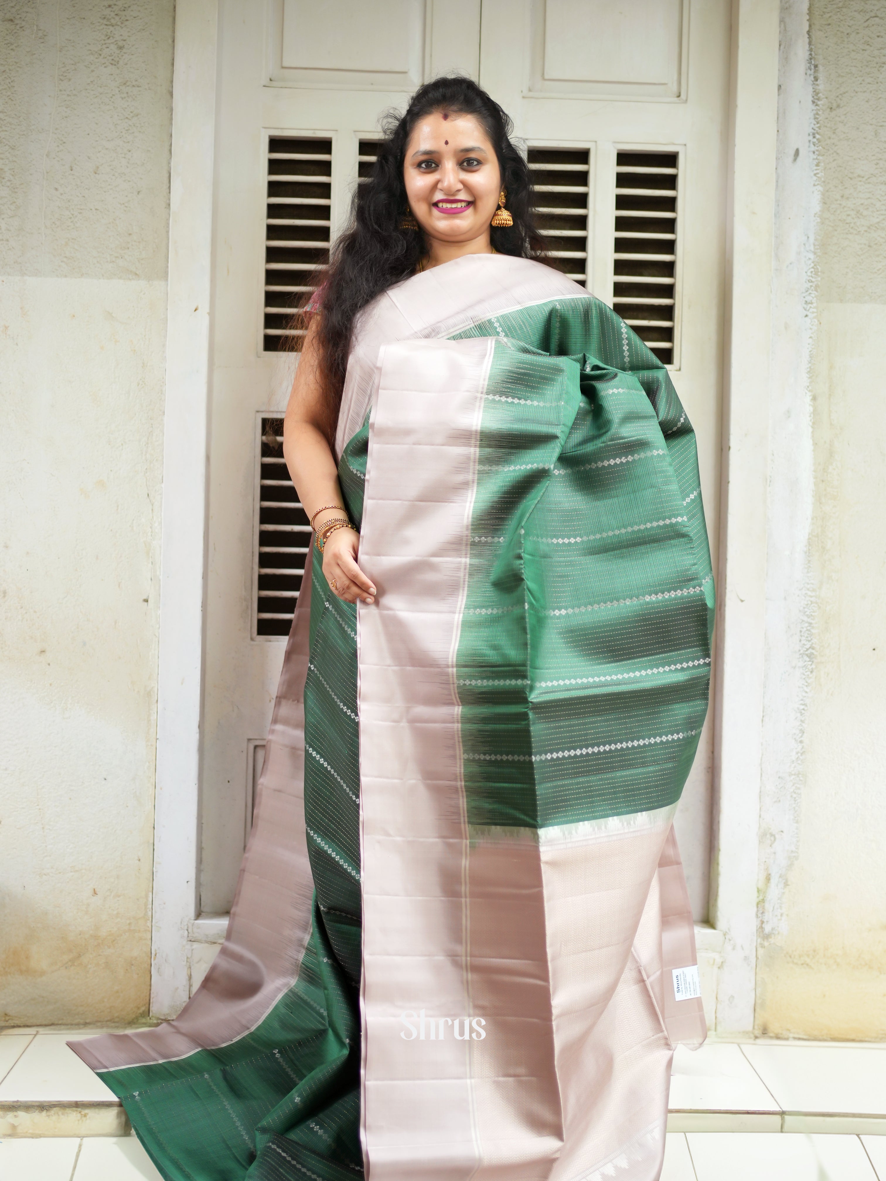 Green & Grey - Soft Silk Saree - Shop on ShrusEternity.com