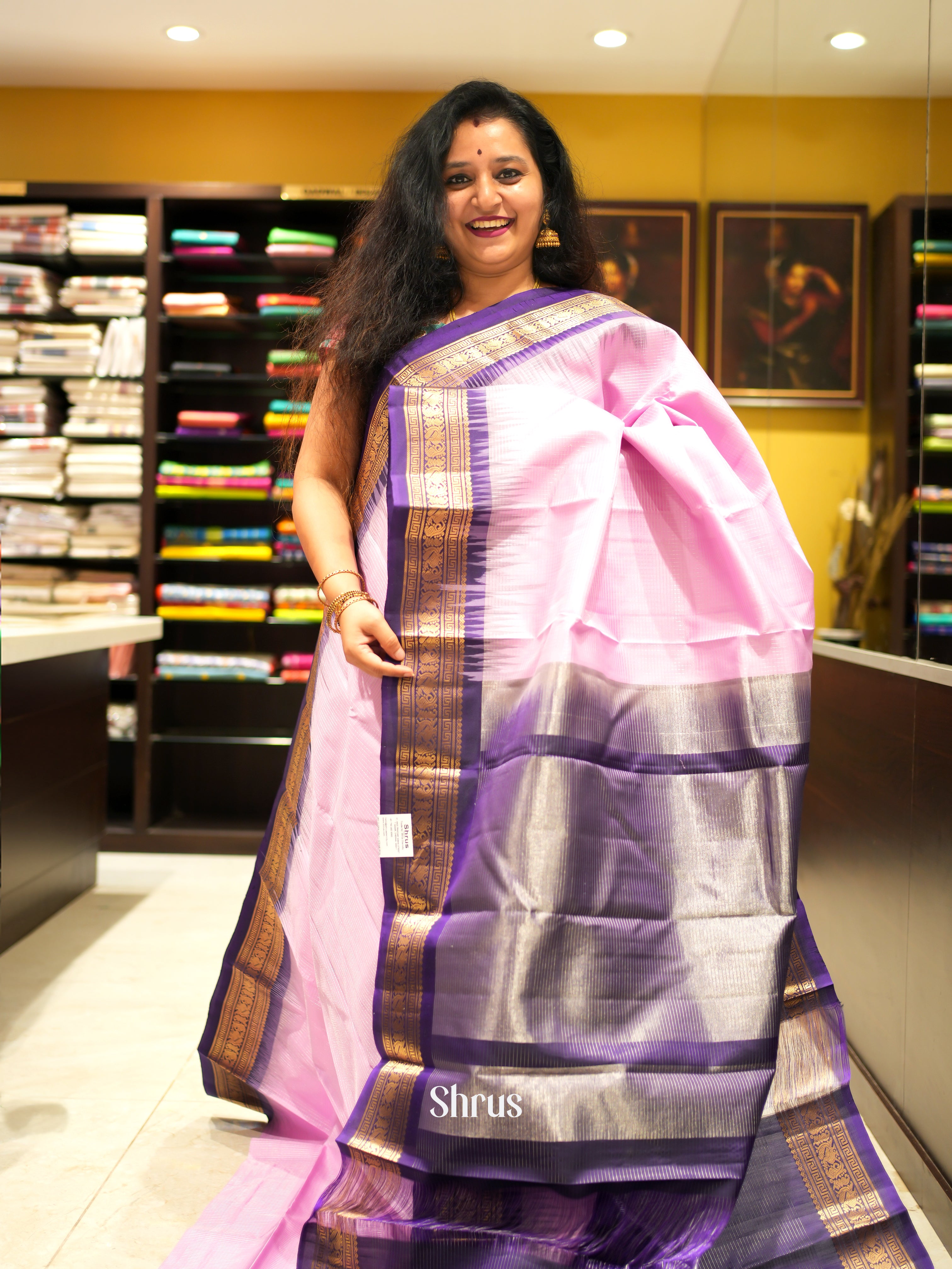Pink & Purple - Soft Silk Saree - Shop on ShrusEternity.com